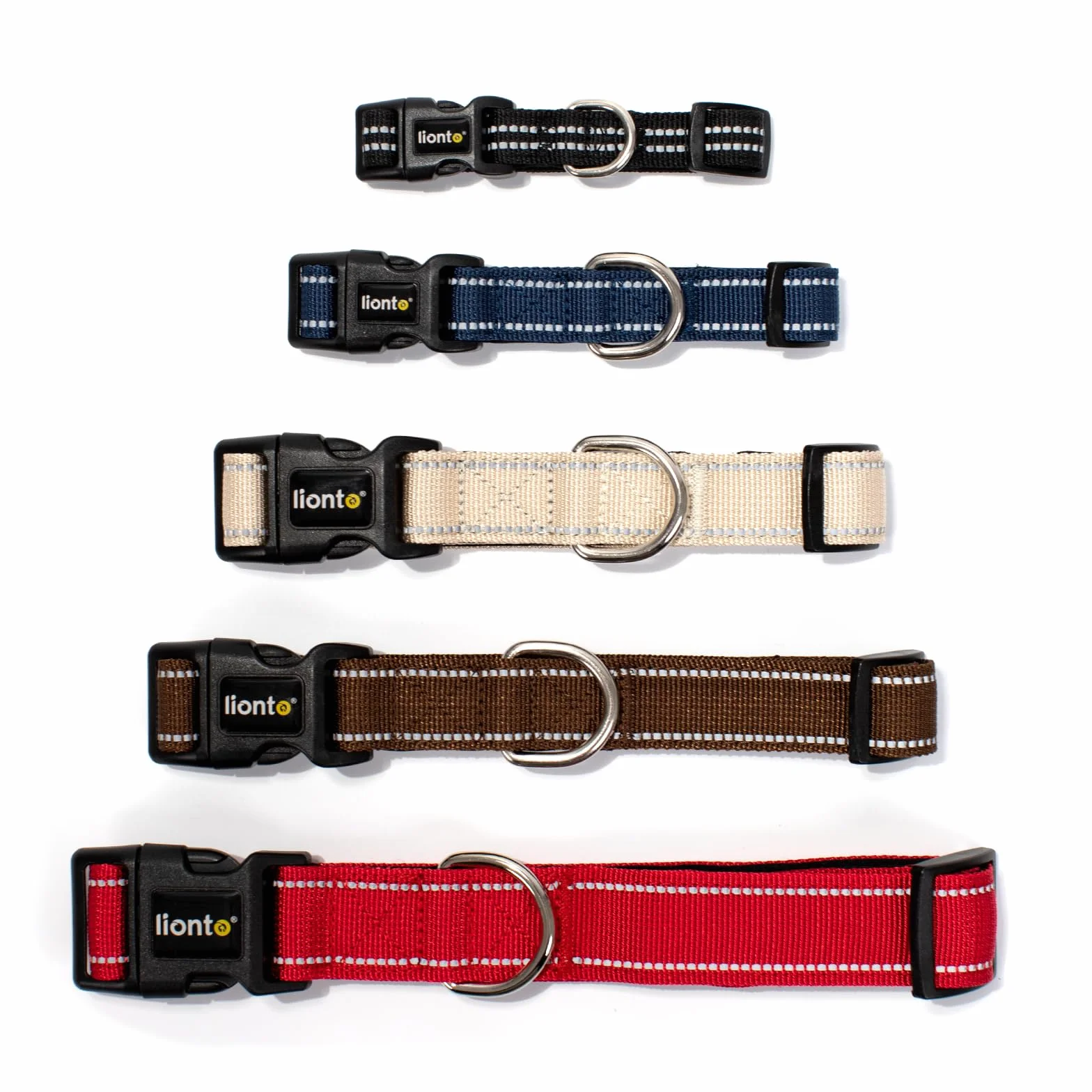 lionto Collare per cani imbottito in nylon riflettente impermeabile regolabile, taglia S, marrone