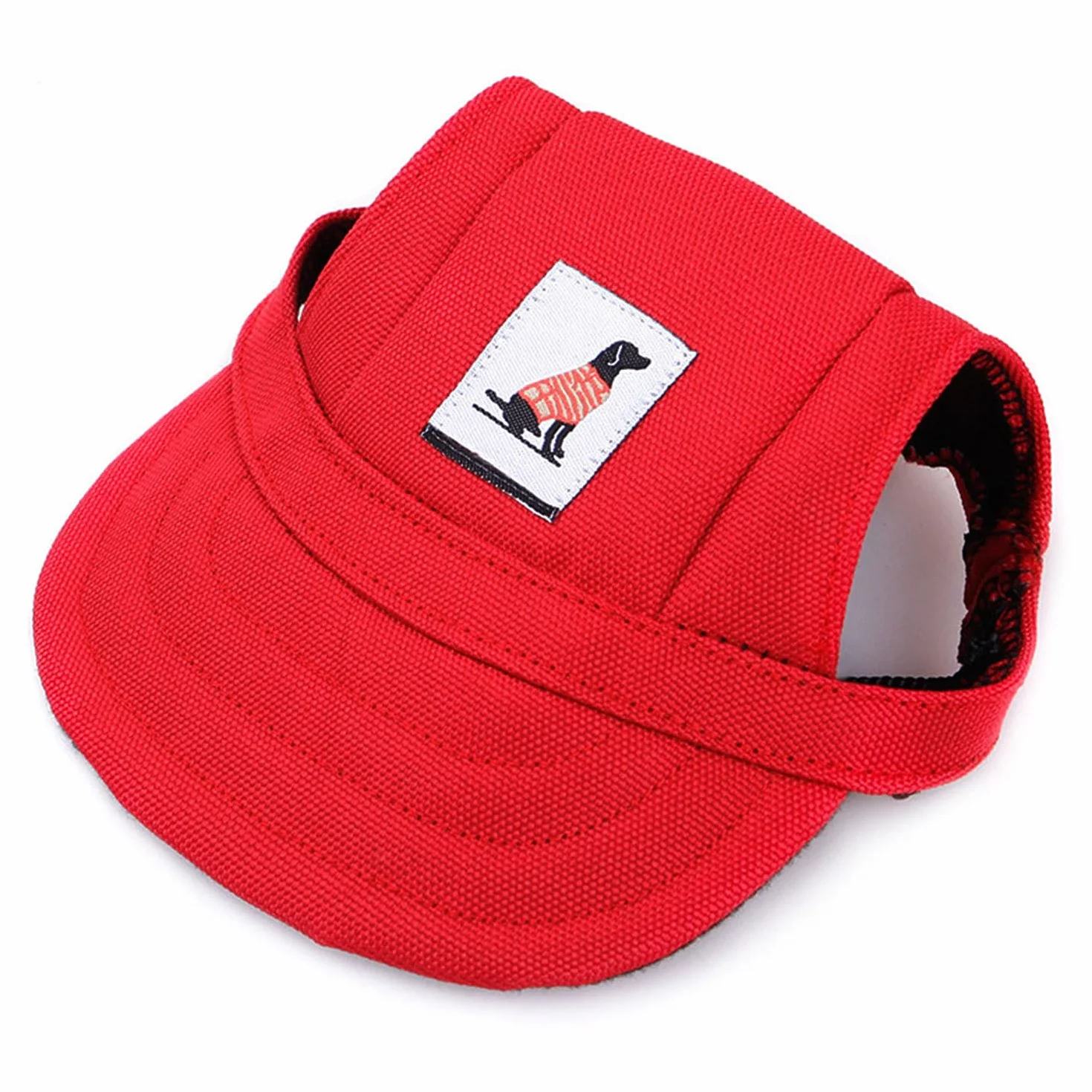 LATRAT Berretto da Baseball per Cani, Cappello di Protezione Sole per Sport All'aria Aperta di Animali Domestici, Visiera Estiva per Cani con Fori per le Orecchie e Cinghia Regolabile (Rosso, M)
