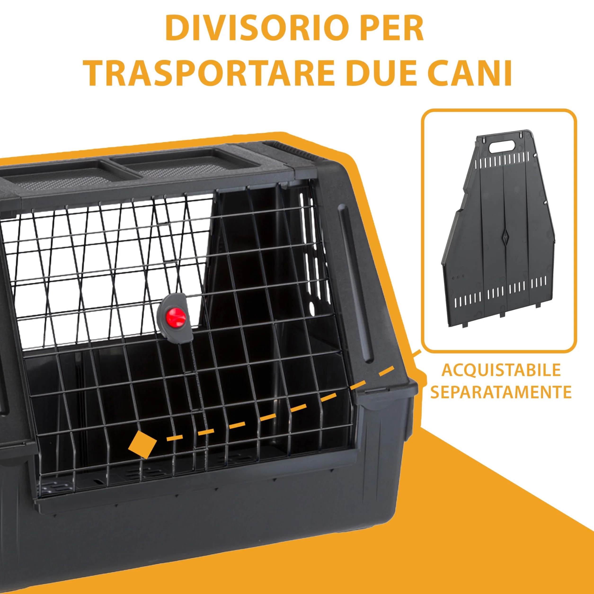 Ferplast ATLAS CAR 80 SCENIC Trasportino per Cani da Auto con Doppia Finestra, Tappeto Drenante, Portaoggetti, Maniglie, Doppia Apertura Scorrevole con Chiusura Sicura, Max 20 kg, 82 x 51 x h 61 cm