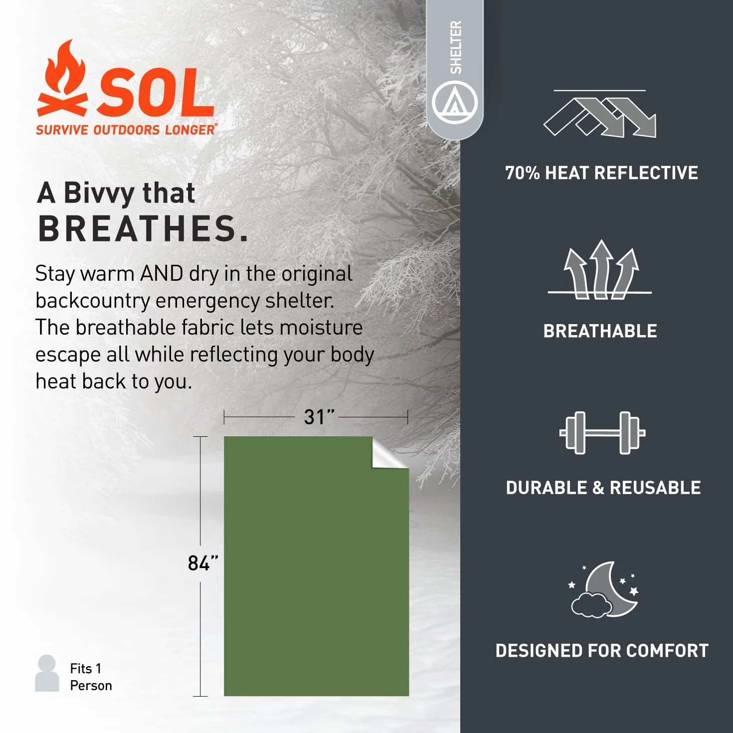 Sol Copertura Sopravvivenza Outdoors Longer Escape Bivvy