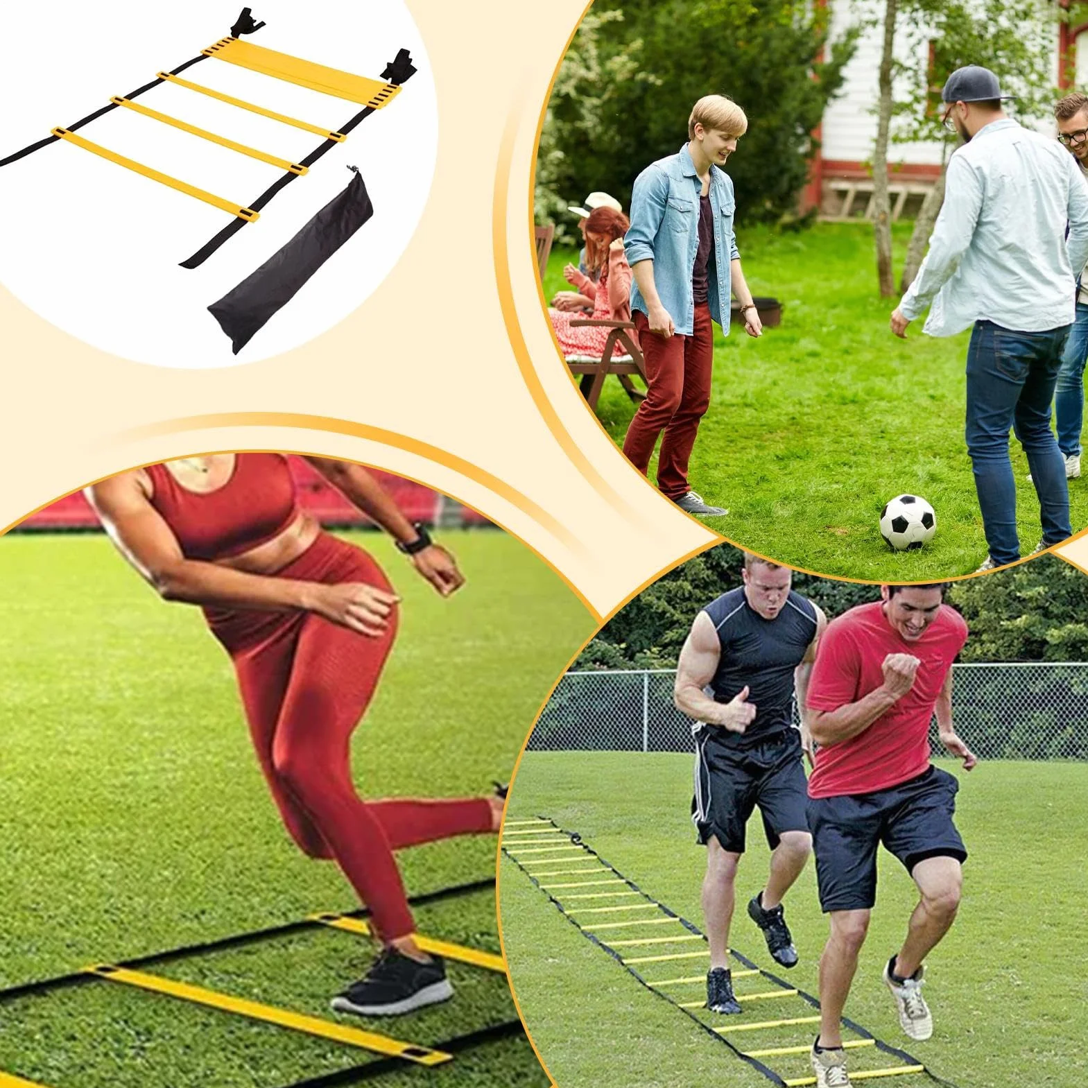 Agilità Da Calcio Scaletta Allenamento Nylon 500x40 Cm Regolabile Con Borsa Stoccaggio