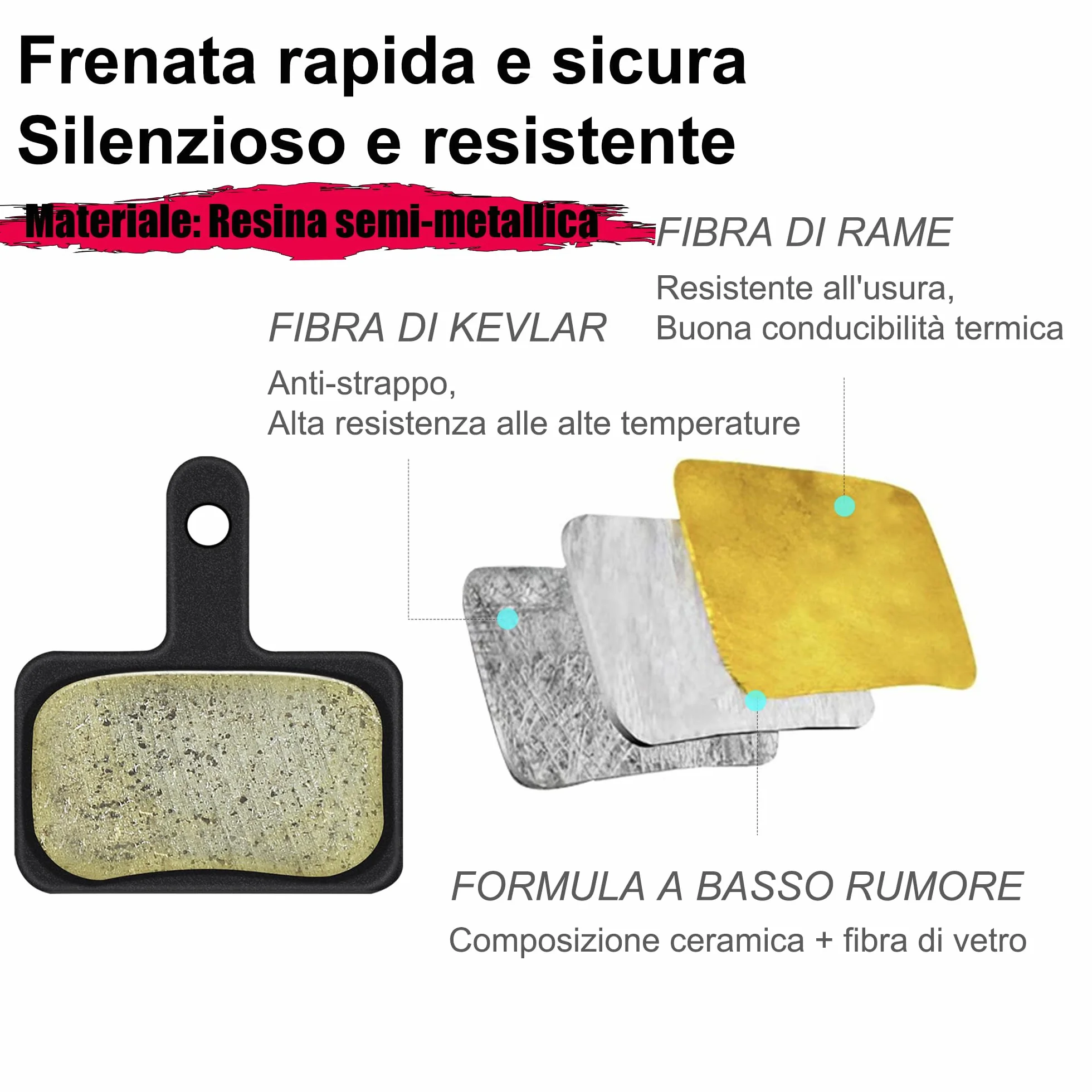 4 Paia Pastiglie Freno di Bicicletta per B01s TRP Tektro Deore, Pastiglie Freni Bici MTB a Disco in Resina Semimetallo