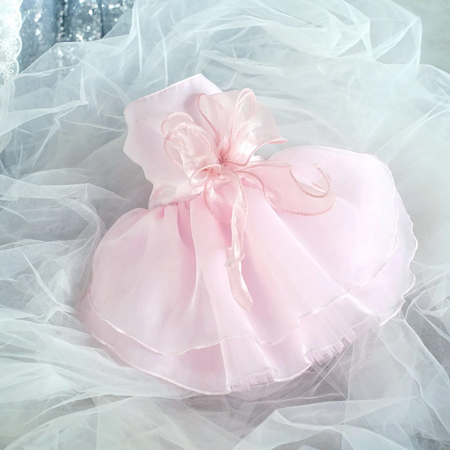 Vestito Lusso Principessa Per Cane - Gonna Abiti Estate Cucciolo Costumi Nozze Da Sera Con Fiocco Per Ragazza Piccolo (S, Rosa)