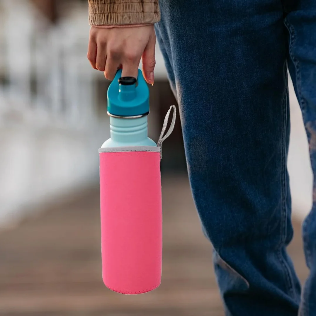 Custodia in Neoprene per Bottiglie 550ML Borsa Protettiva per Borraccia Acqua Nero Rosa