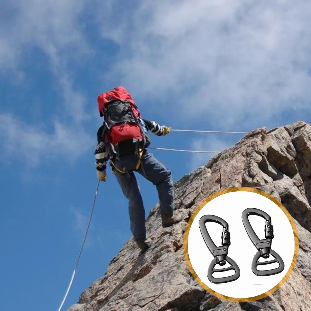 2 PCS Moschettone per Guinzaglio per Cani, Ganci Portachiavi, Moschettoni Forma D in Acciaio Inox, Utilizzati per Alpinismo, Moschettone in Acciaio 60 mm da Utilizzare con Guinzaglio Paracord