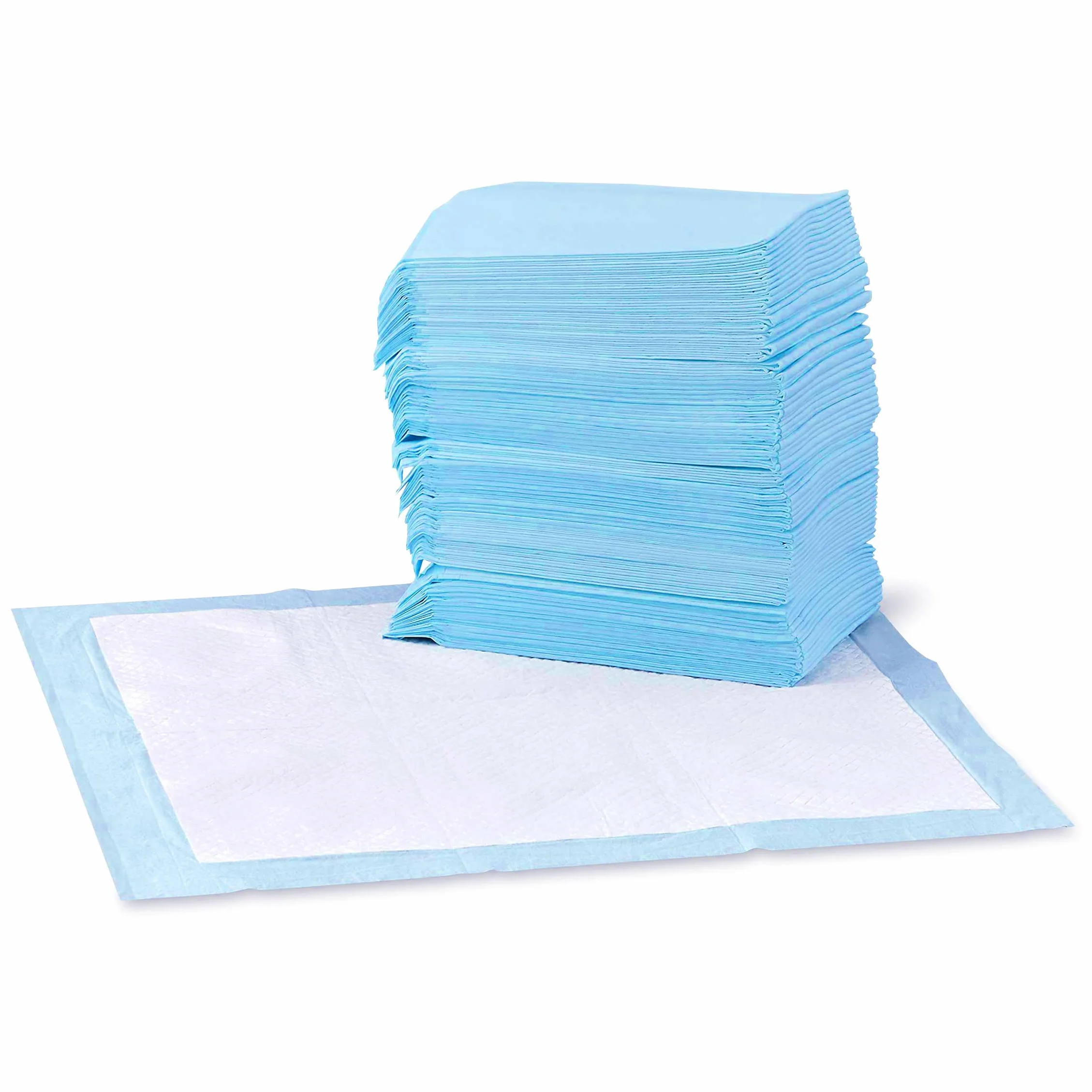 Amazon Basics Tappetini Addestramento Cani Cuccioli, 5 Strati Impermeabile Asciugatura Rapida, Standard 100 Pezzi, Blu Bianco