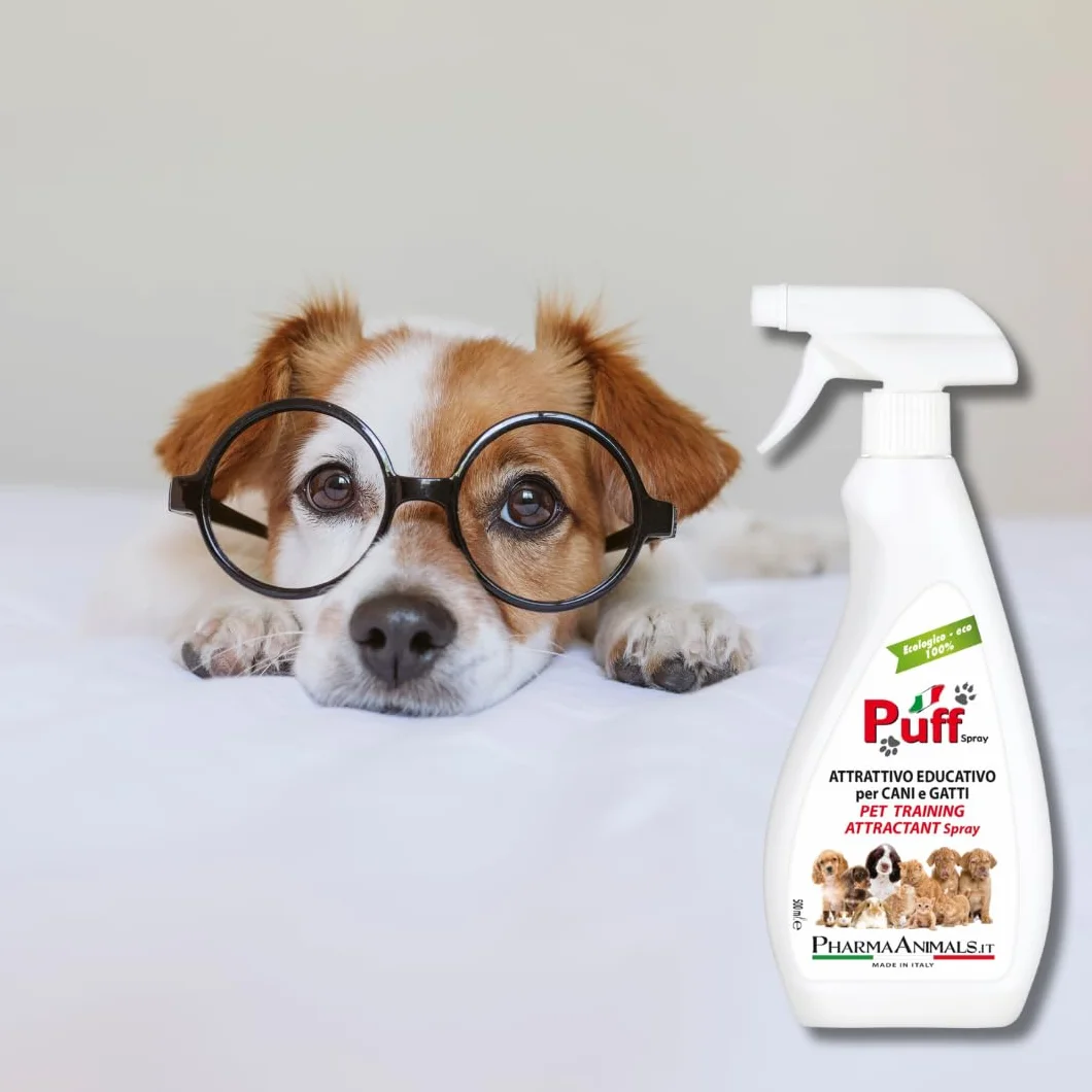Puff Spray Attrattivo Naturale per Addestramento Cani e Gatti 100% Eco-Friendly | Facile Uso per Lettiera e Area Bisogni - 500 ml, Made in Italy