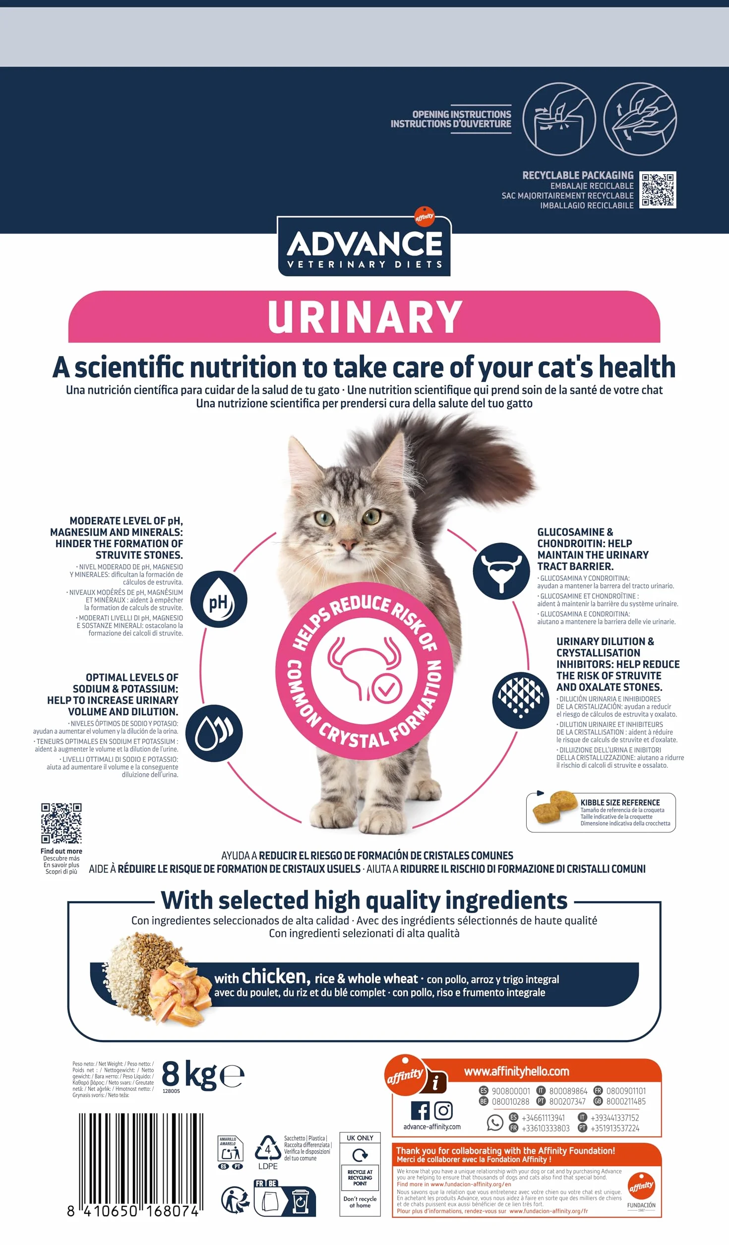Advance Veterinary Diets - Urinary - Cibo per Gatti con Problemi del Tratto Urinario - 8kg