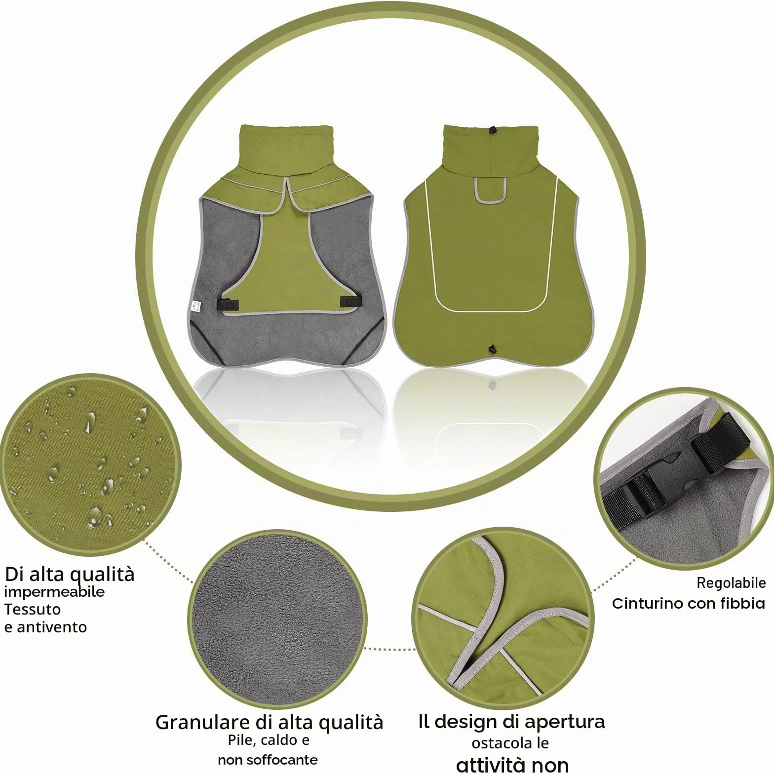 Impermeabile Cappotto Cane - Riflettente Cappottino Chiusura Regolabile, Adatta Tutte Stagioni - Protezione Confortevole Durante Attività All'aperto (L)