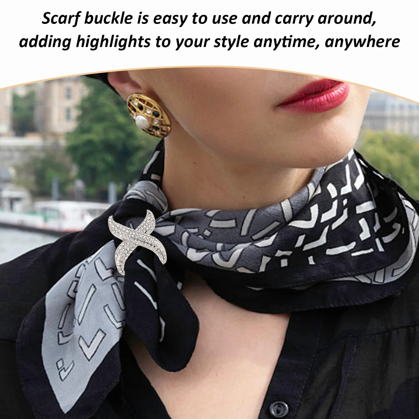 Fibbia per Sciarpa in Metallo Silver, 4 Pezzi, Accessori Unisex