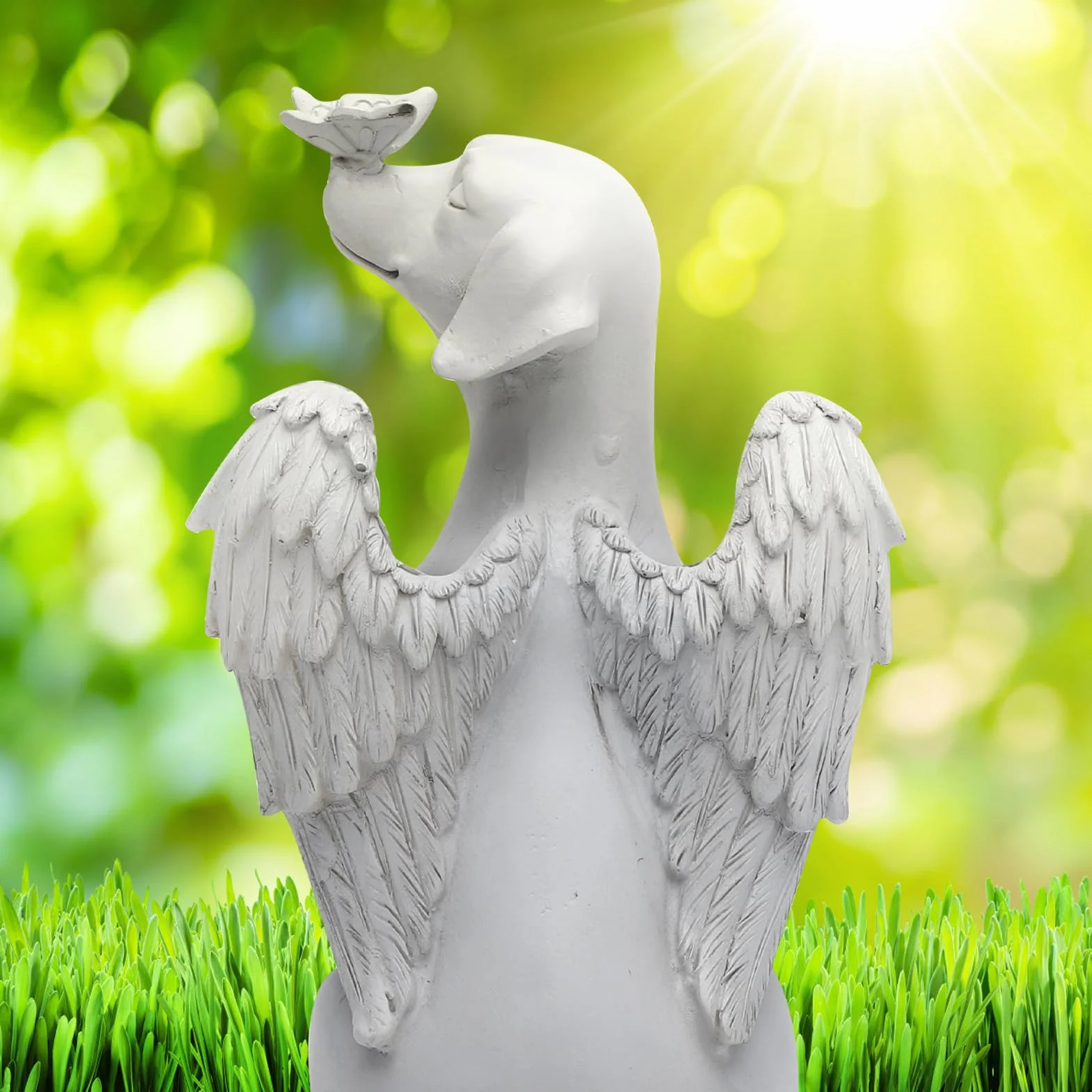 TNSLAND Statua Commemorativa per Cani e Gatti con Ali D'Angelo, Decorazione da Giardino in Poliresina