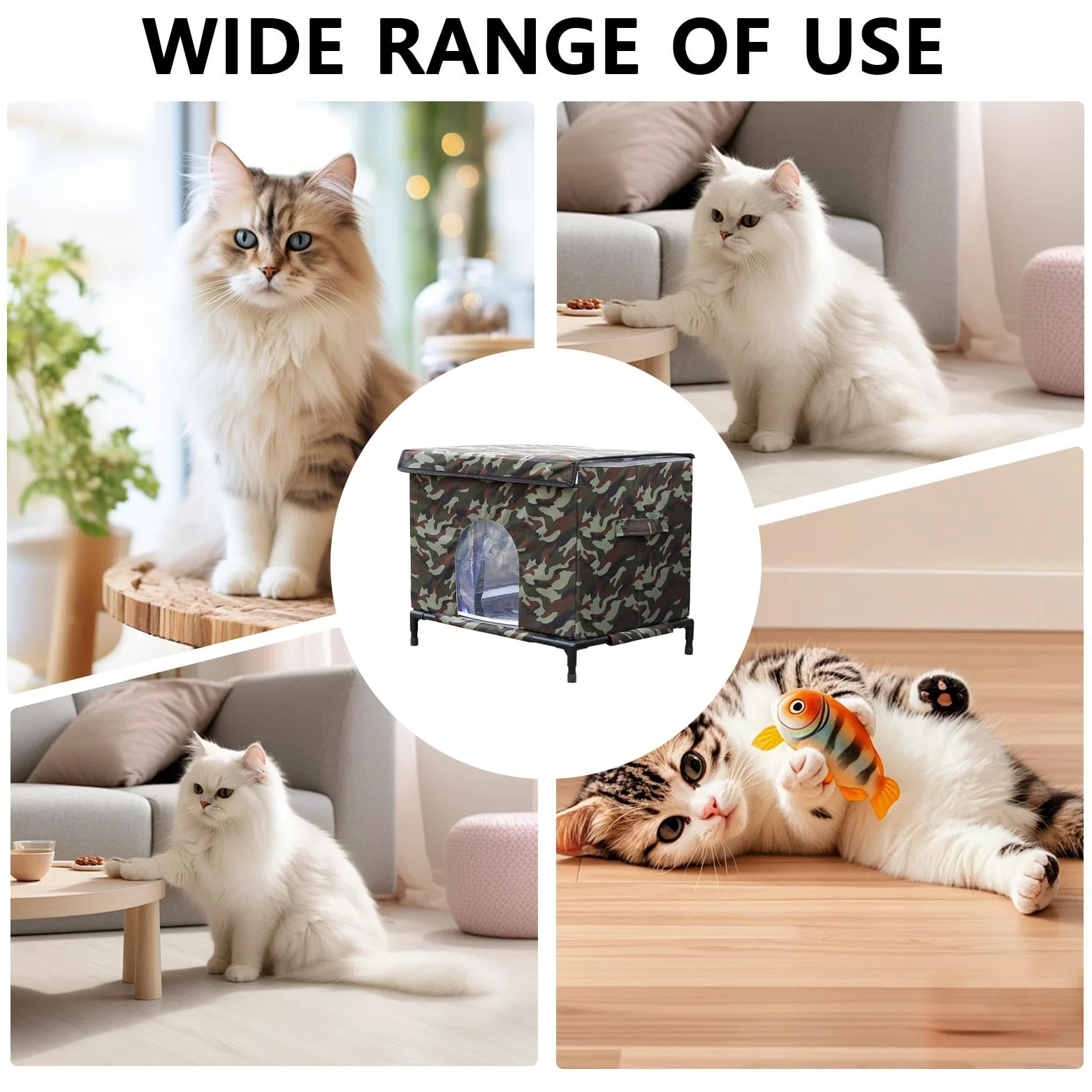 Case Per Gatti Da Esterno Tenda Isolata Impermeabile e Calda | Rifugio per Gatti con Base Sollevata e Finestra Trasparente per Cani e Galline all'Aperto per Patio e Balcone