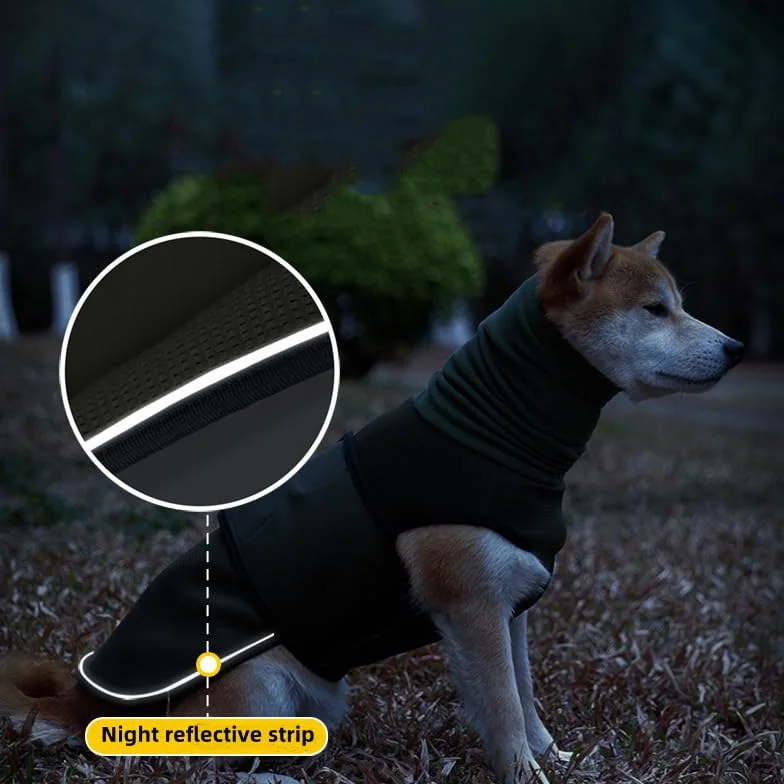 Giacca ansiolitica per cani XXL con strisce riflessive e cuffia antirumore