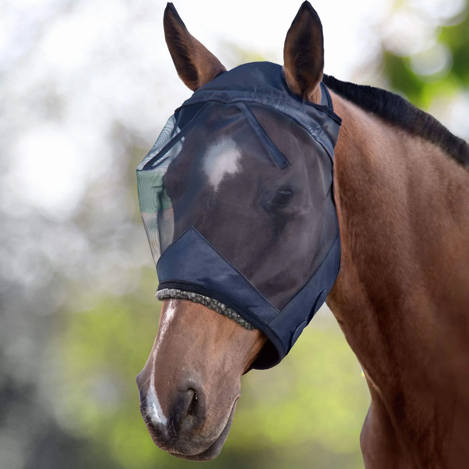 Harrison Howard CareMaster Maschera anti-mosche per cavallo UV protezione Nero (XL; Extra Full)