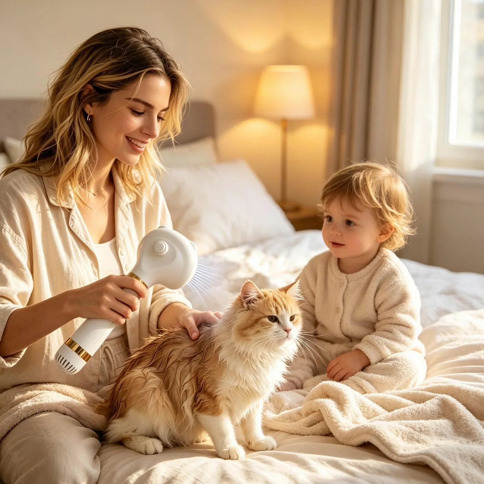 Spazzola Asciugacapelli Per Animali Pettine Rimuovipelo Per Cani | Spazzola Asciugacapelli Portatile Con 3 Temperature Adatto A Casa Appartamento Viaggio Doccia Bagno