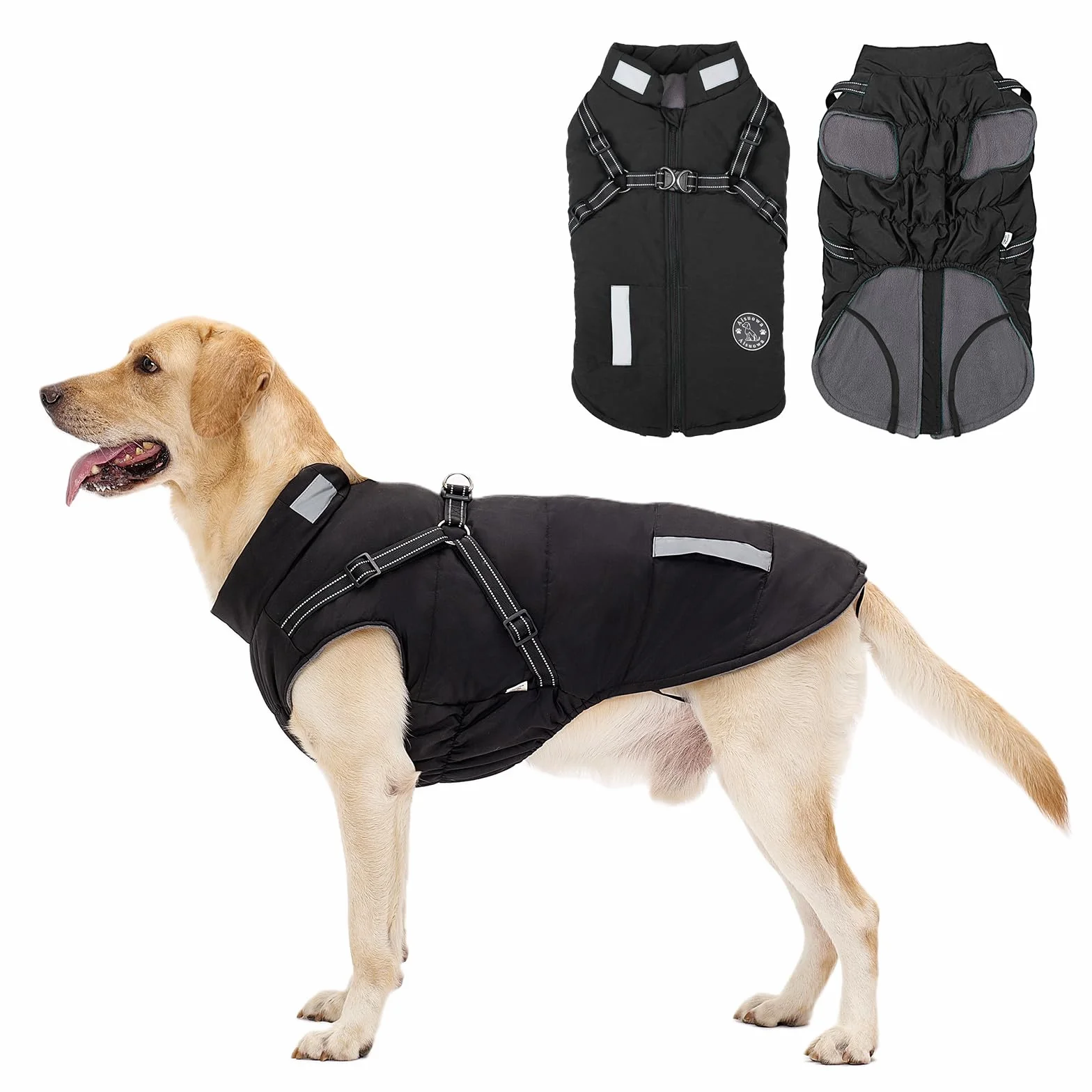 Cappotto Cane Invernale Impermeabile con Fodera in Pile Giacca Antivento per Cani Piccola Taglia Grande Media