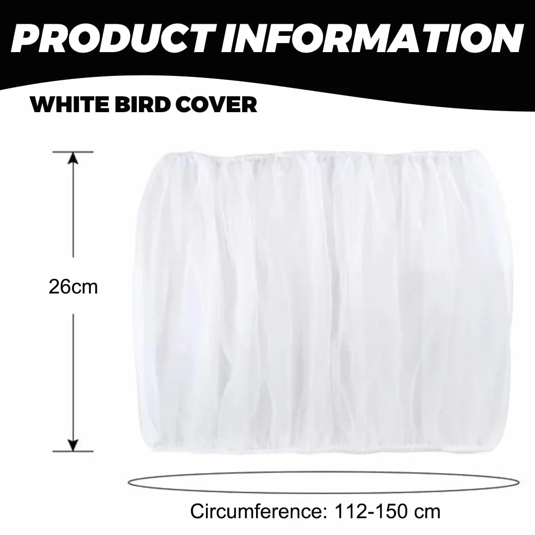 JEYORZY Copertura per Gabbia Uccelli Rete Morbida Nylon Regolabile 112-150 cm Bianco