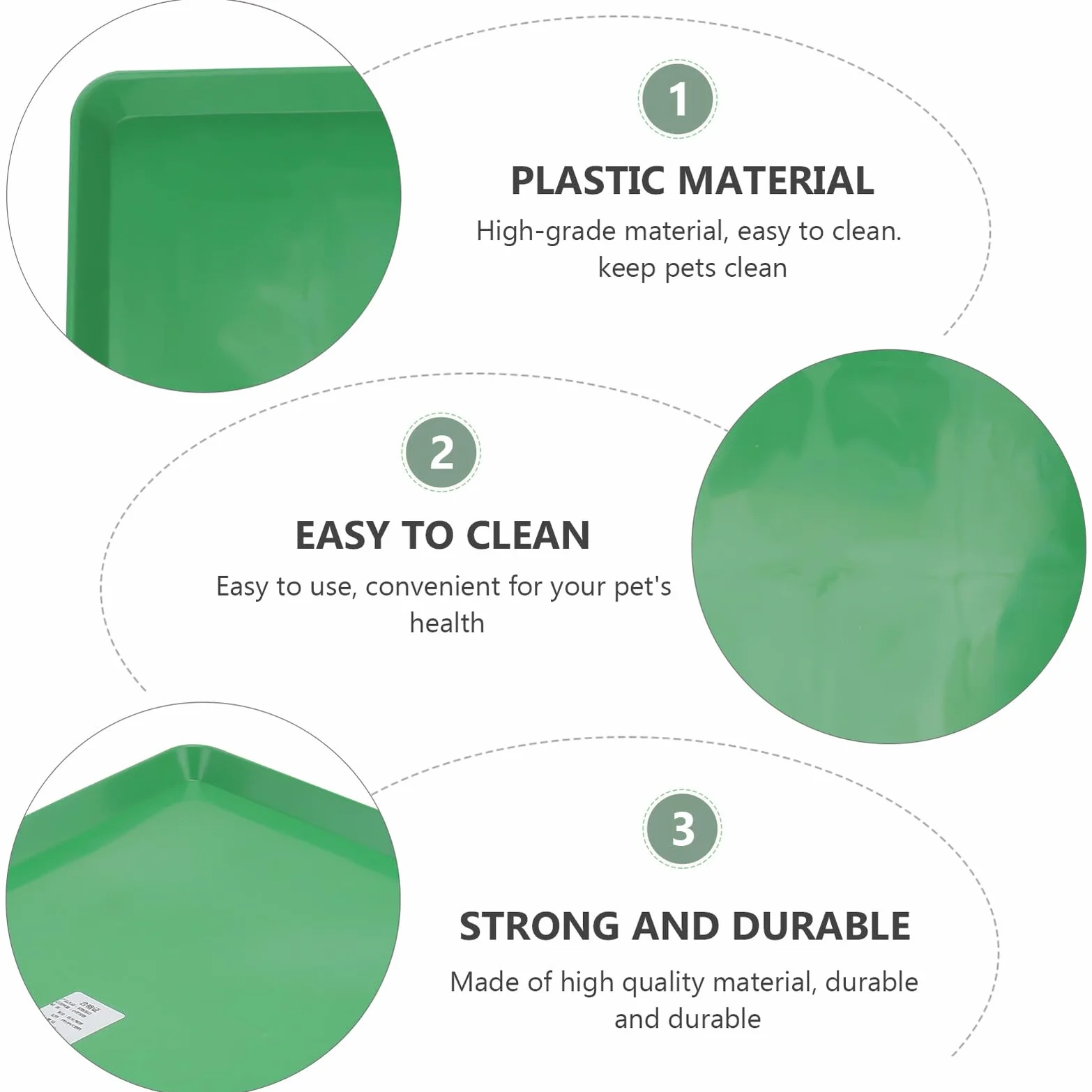 Vaschetta Pet Tray in Plastica Verde Resistente per Gabbia Coniglio