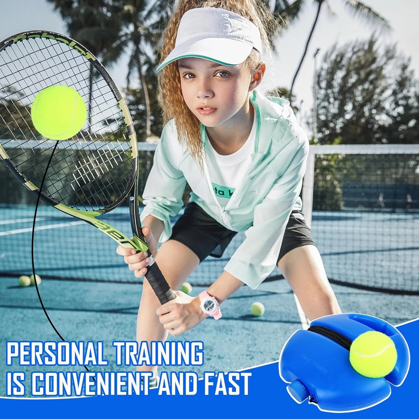 Byffoer Tennis Trainer Set da Tennis con 2 Palline di Rimbalzo Elastico per Allenamento Adulti Bambini Giocatori