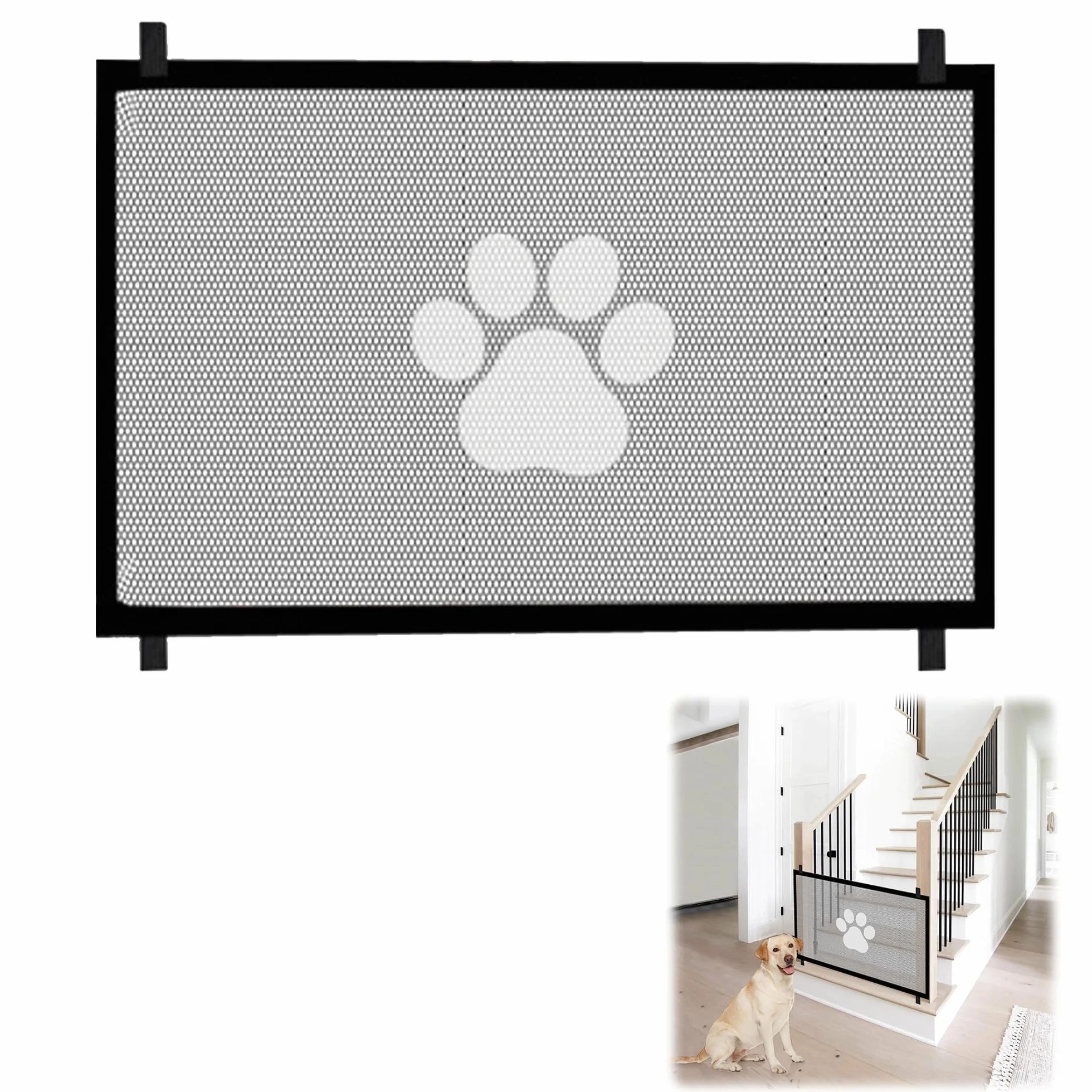 Cancelletto Cani Barriera per Cani Cancello Scale Bambini Animali Domestici 110x78 cm Nero