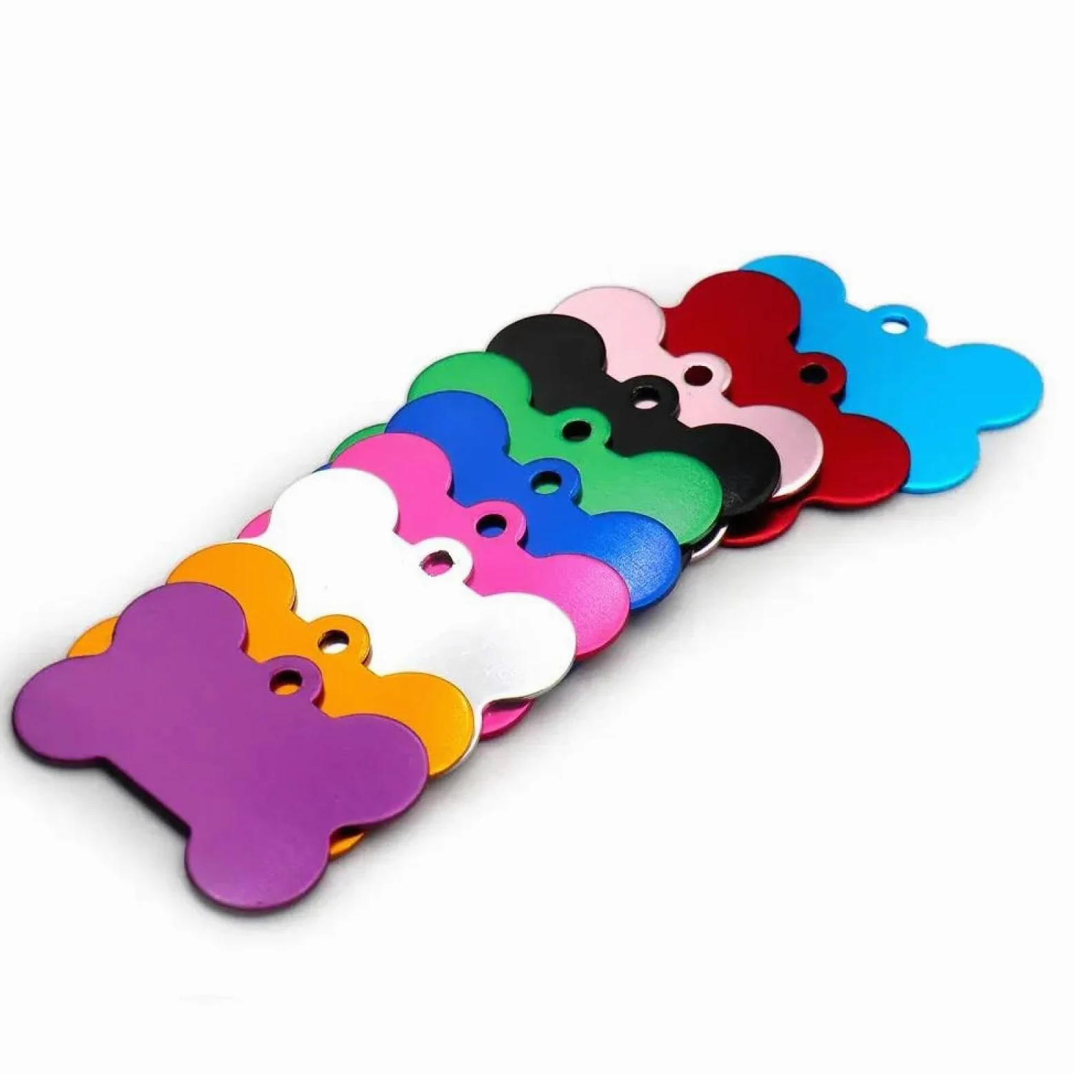 Commercio All'ingrosso 100 Pezzi In Alluminio Targhetta Per Cani In Bianco A Forma Di Osso Targhetta Identificativa Per Cani Targhetta Identificativa Per Animali Domestici,UN,40X26X1mm