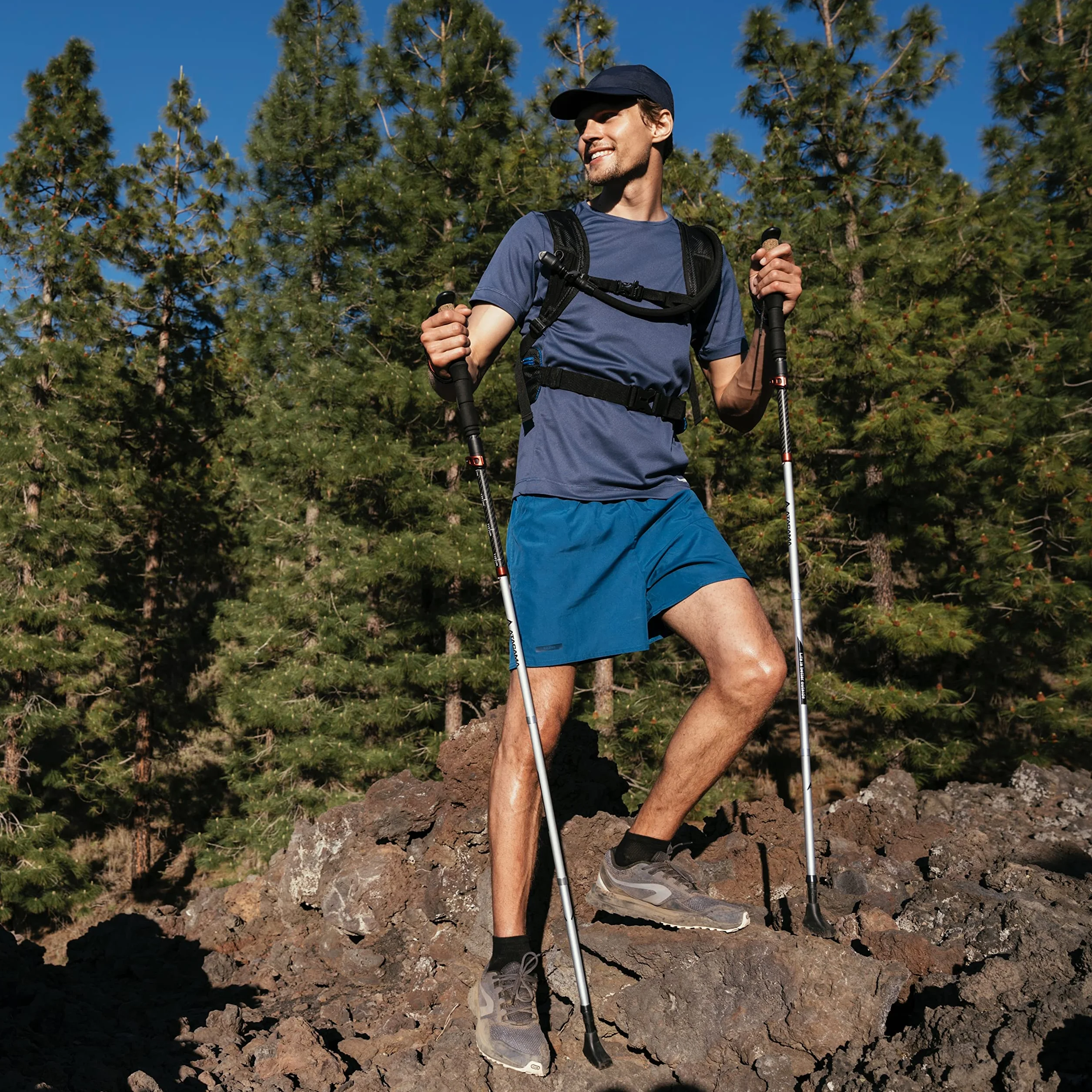 Atacama Bastoni da trekking telescopici in carbonio 3k e alluminio 7075 Nordic Walking con manico in sughero angolo regolabile