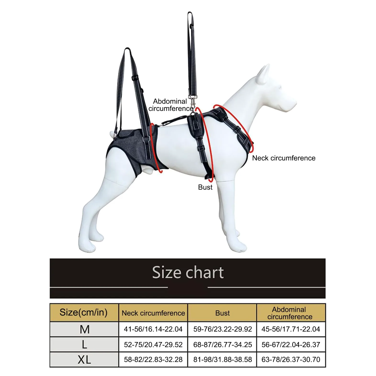 Imbracatura di sollevamento Gilet regolabile con cinghie di trasporto per | Maniglie Sollevatore Per Cani per cani anziani, disabili, riabilitazione e visite veterinarie