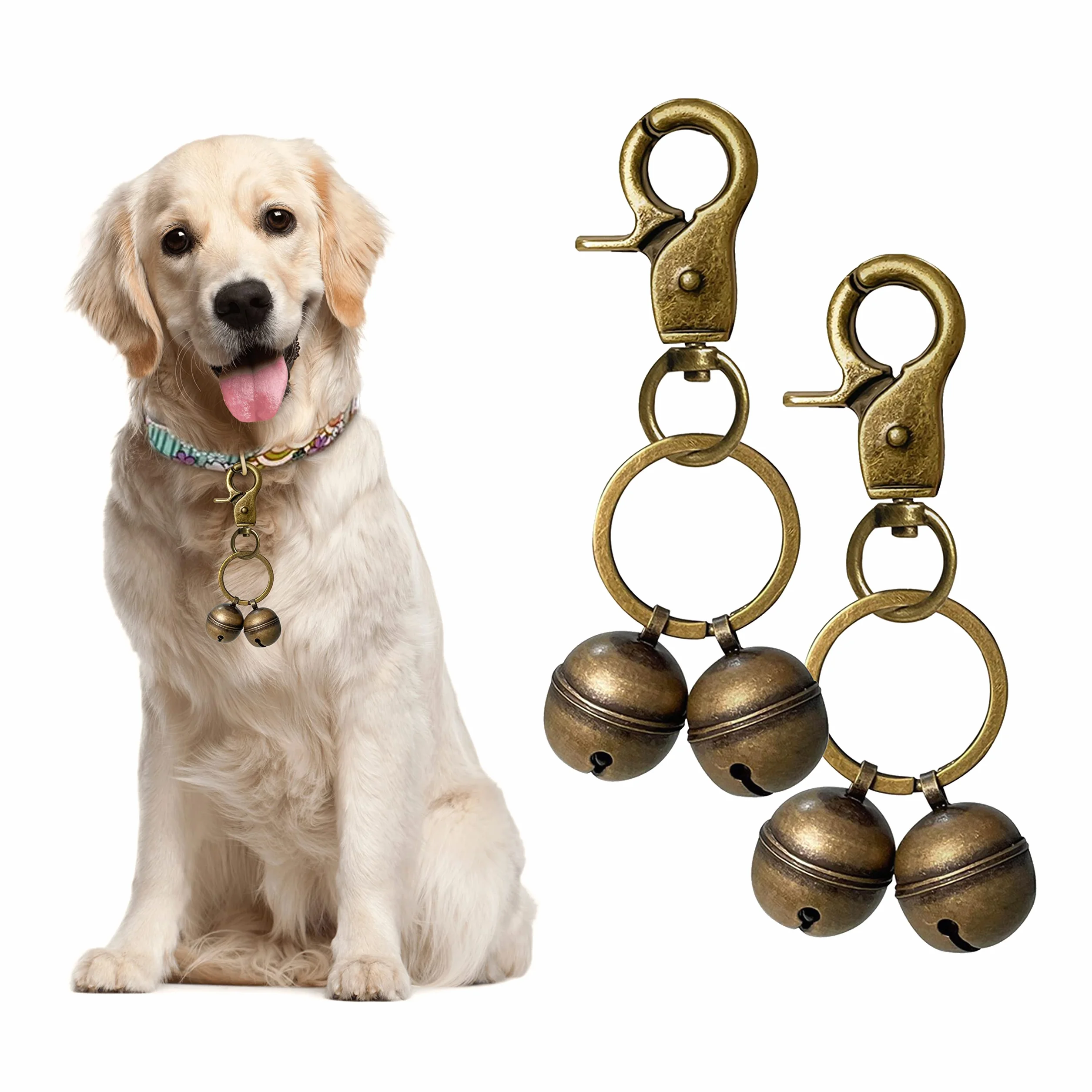 Cat & Dog Collar Bell Pack of 2 Extra Loud Iron Split Ring Lobster Clip