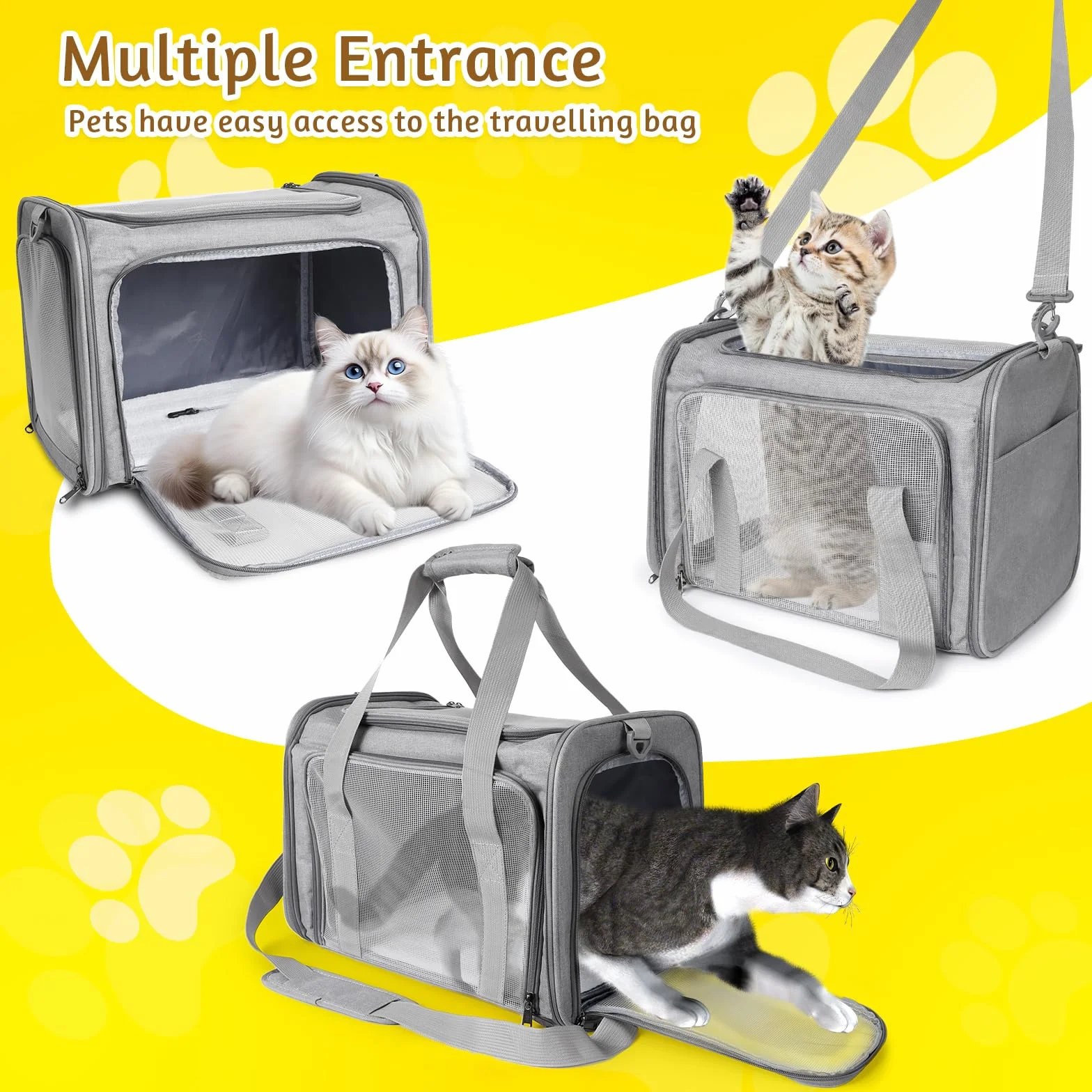 Borsa da Trasporto Traspirante Pieghevole per Gatto e Cane, Capacità 3-6 Kg, Media Taglia, per Viaggio in Aereo