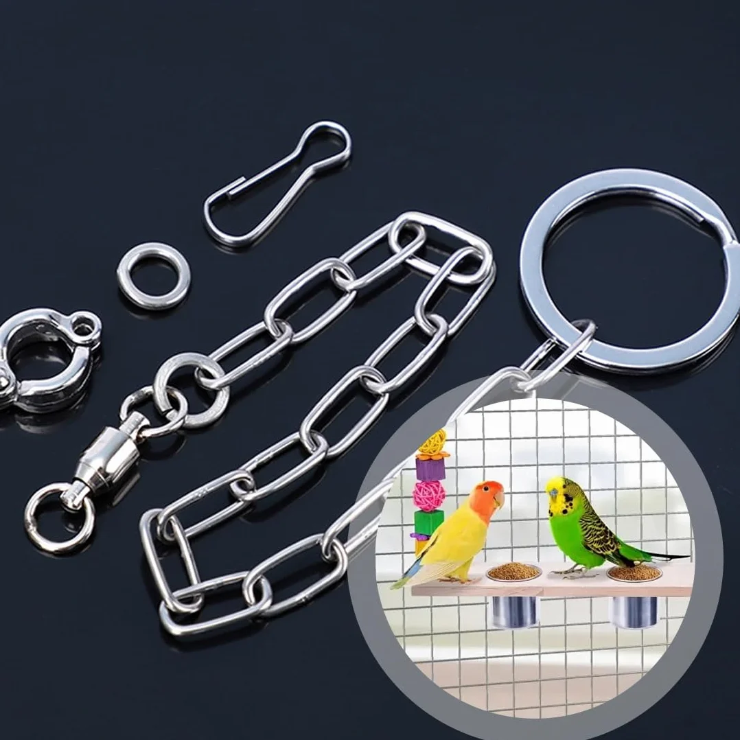 Catena del piede di addestramento del pappagallo, Catene per Piedi per Uccelli, Diviso in Acciaio Inossidabile, per pappagalli Pappagalli da Esterno Corda per addestramento al Volo Impedisci la Fuga