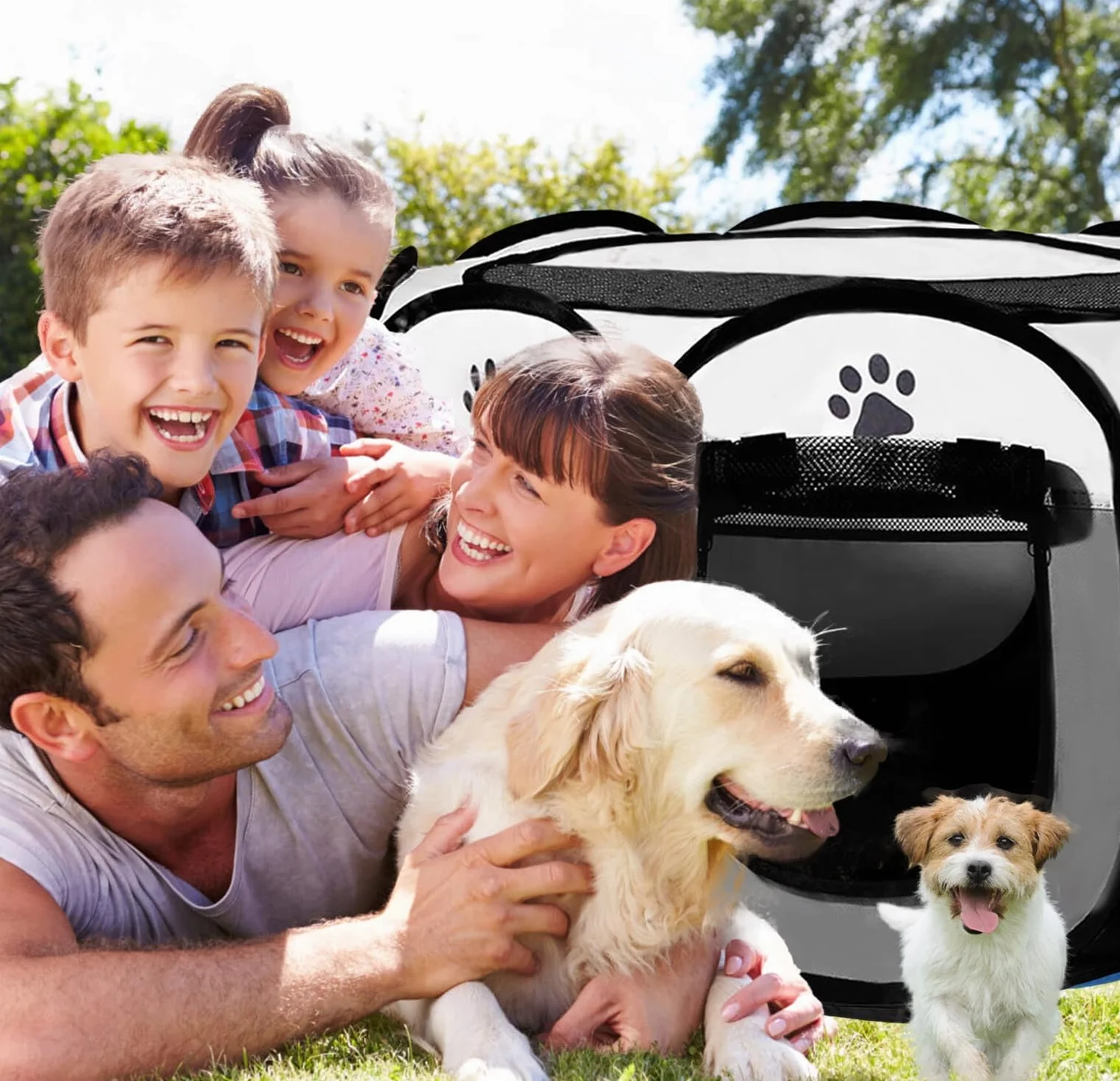box per cuccioli, 91 x 91 x 58 cm, pieghevole, per casa, recinto per gatti, conigli, interni ed esterni, colore: grigio