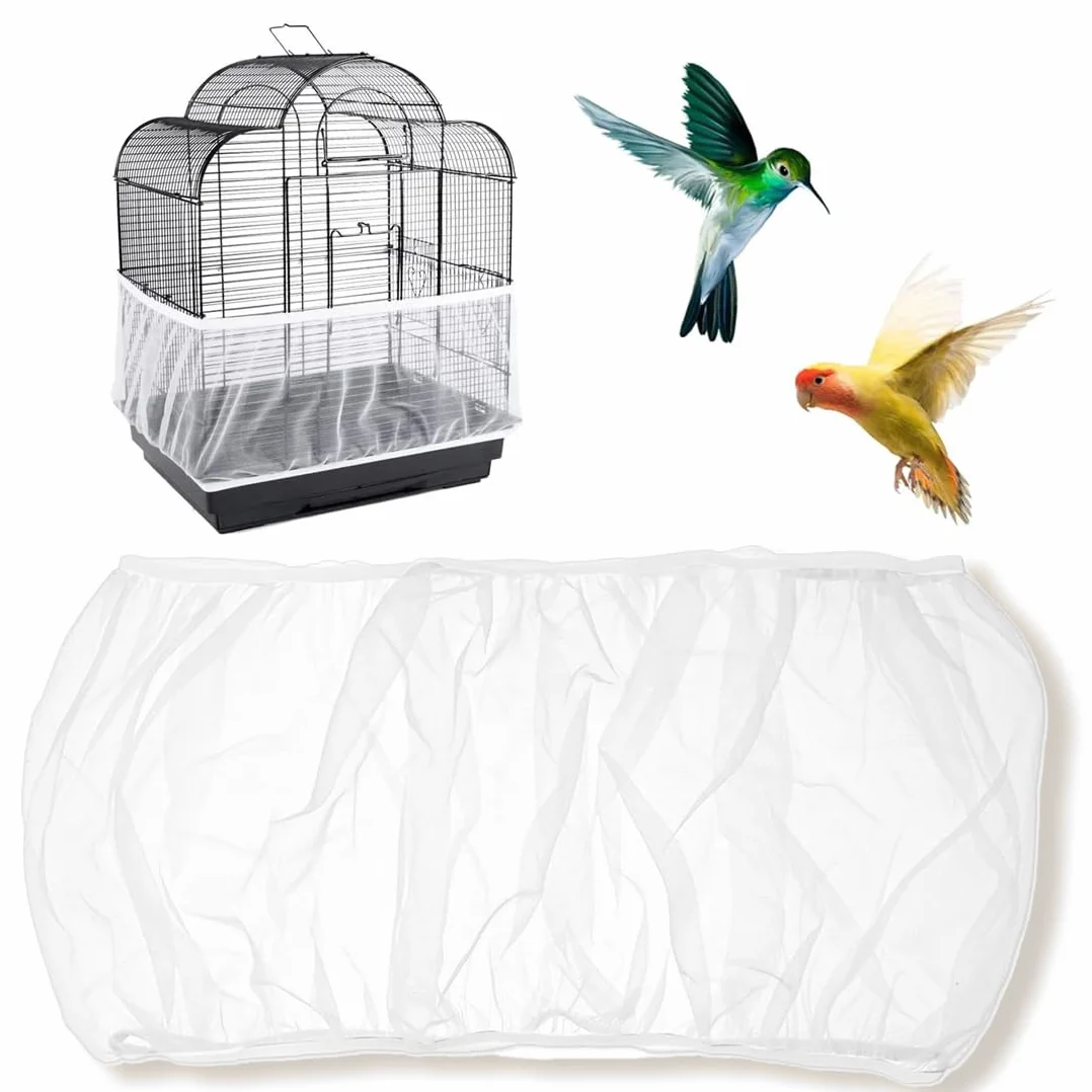 2 Pezzi Rete Protettiva per Gabbia Uccelli, Cattura Semi in Nylon per Gabbia Pappagalli, Adatta a Gabbie con Circonferenza 80-110 cm