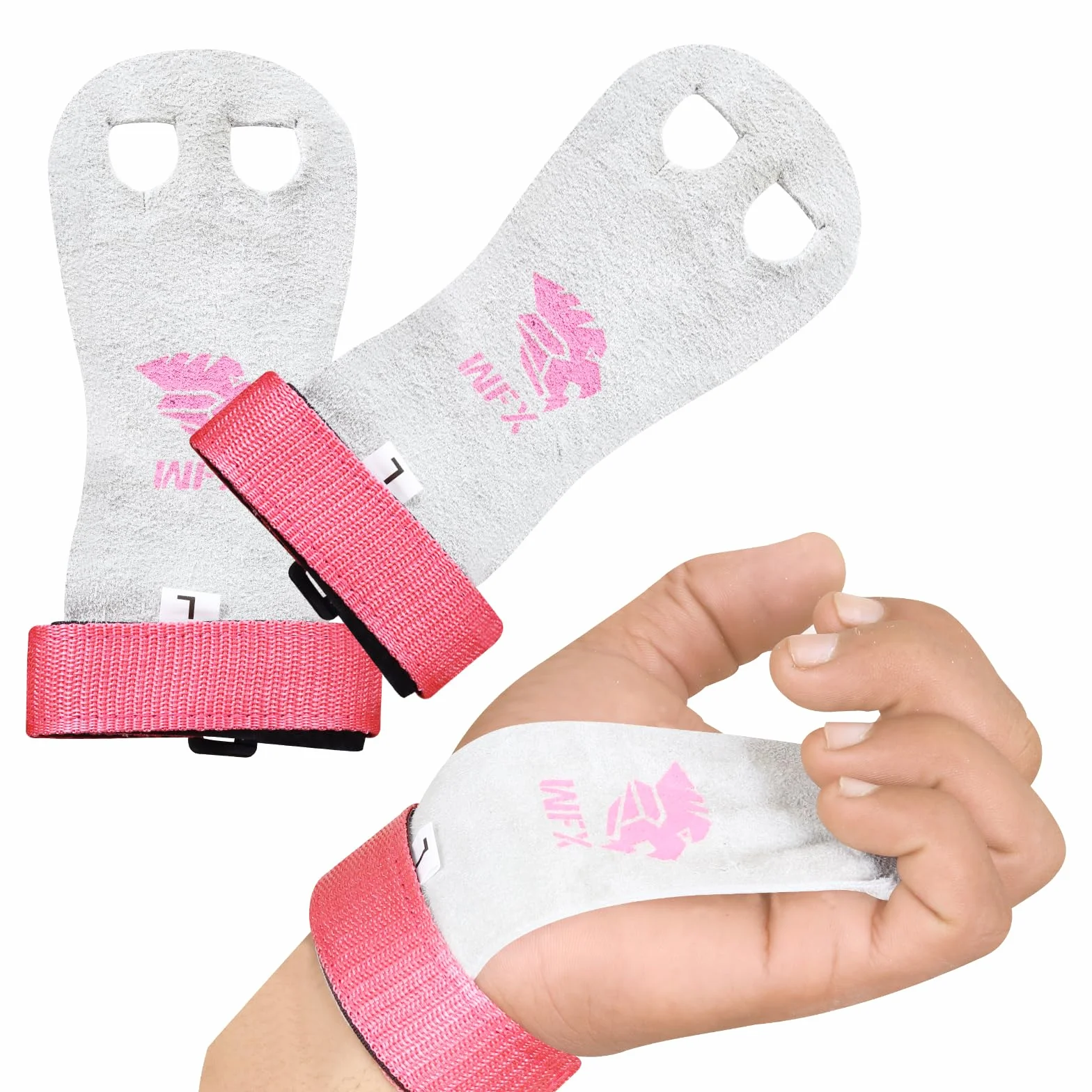 WFX Impugnature in pelle per palmo da ginnastica, polsiere, per allenamento, protezione per il palmo, cinghie da polso per ragazze, bambini, giovani, palestra, bar, sollevamento, yoga, allenamento