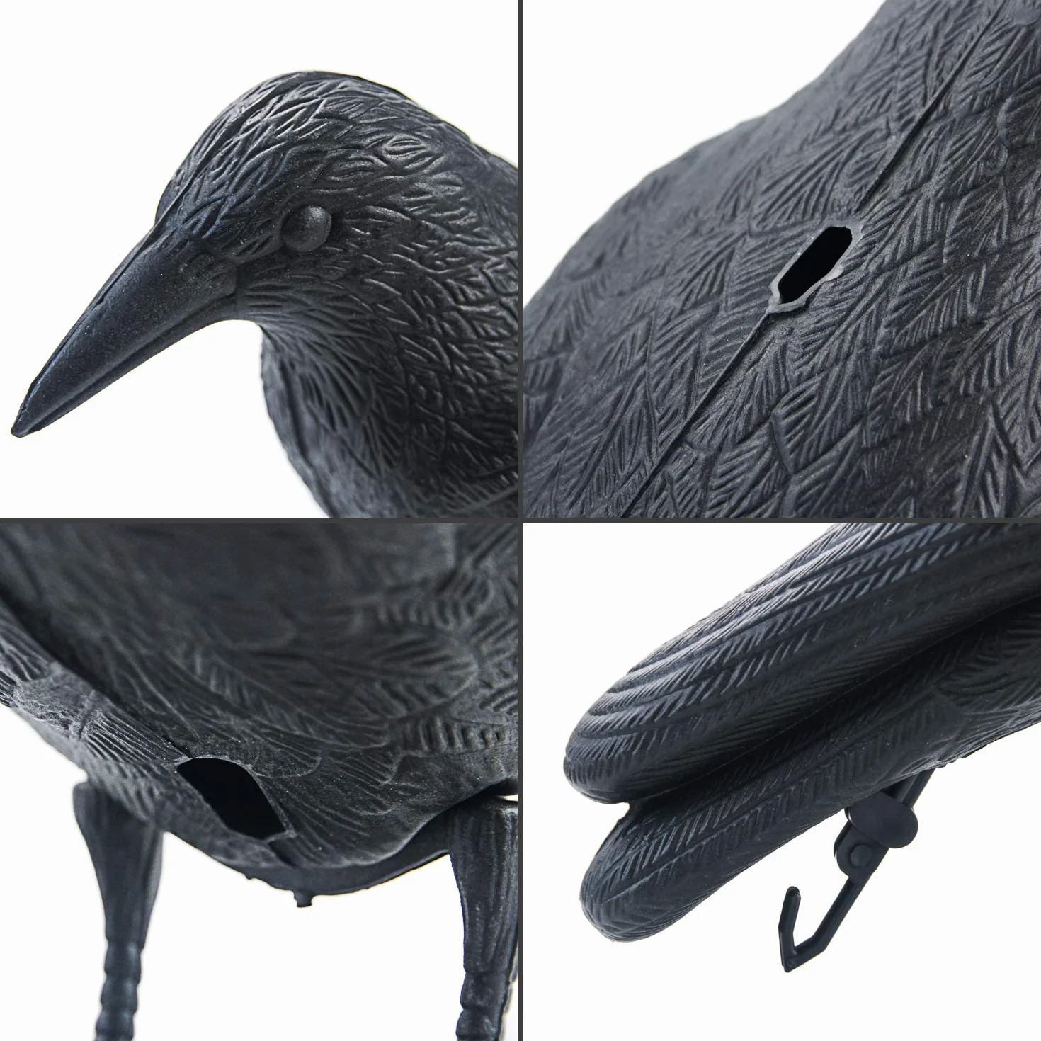 GUGULUZA Crow Decoys con piedi e paletto per caccia Halloween decorazione giardino nero