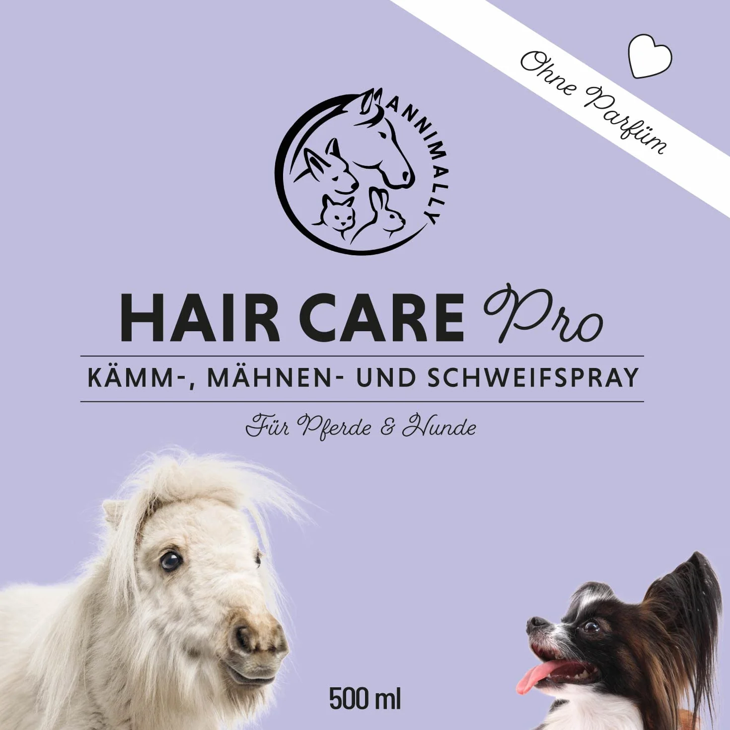 Annimally Spray per Criniera per Cavalli 500 ml - Spray per Coda e Spray Districante per Cavalli e Cani per un Pettinaggio più Facile e una Lucentezza Setosa del Pelo