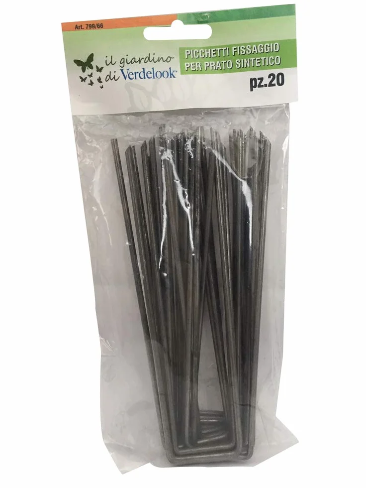 VERDELOOK Picchetti fermaprato zincati per prato artificiale in confezioni da 20pcs