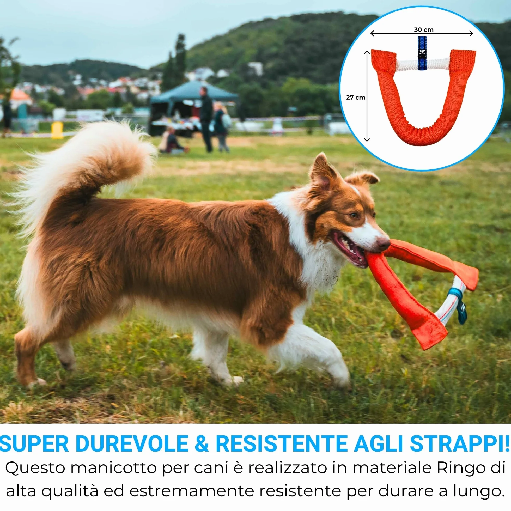 Bull Fit Manicotto per Cani a Ferro di Cavallo 30 cm, Salsicciotto Molto Robusto per I'addestramento dei Cani, per il Tiro alla Fune e per i Giochi di Tiro alla Fune, Arancione