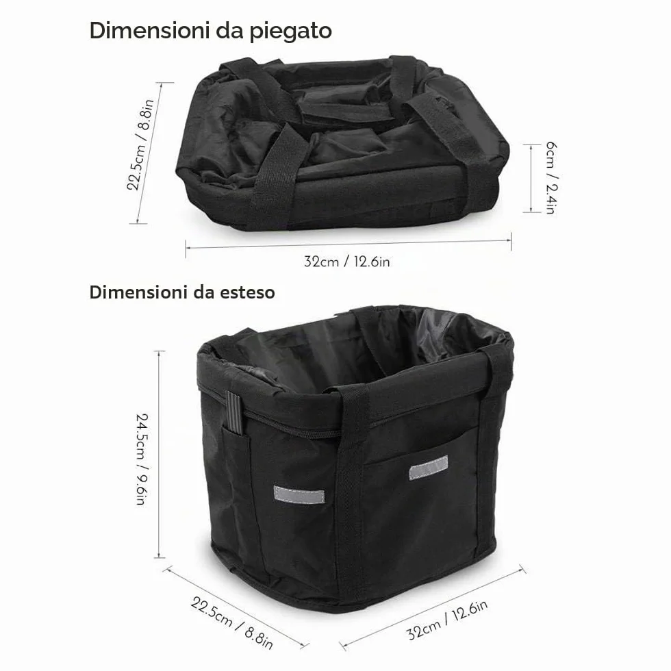 Cestino anteriore per bicicletta, staccabile, in tela, pieghevole, rimovibile, per manubrio della bicicletta, organizer per animali domestici, gatti, cani