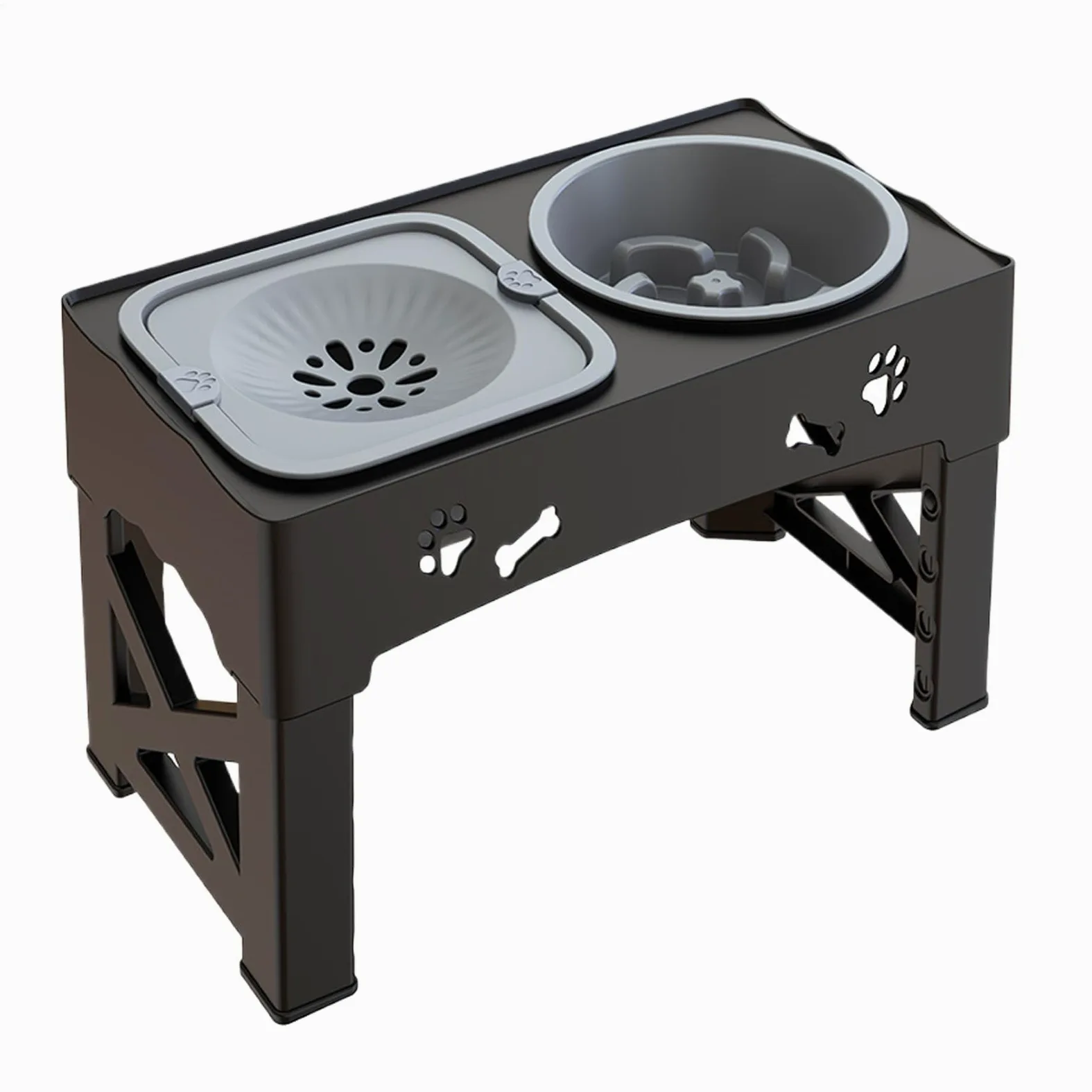 Mangiatoia a doppia ciotola per cibo lento per animali domestici, distributore di acqua per animali domestici, 42 x 24 x 8 cm, facile da pulire, mangiatoia e dispenser d'acqua per cuccioli di piccola