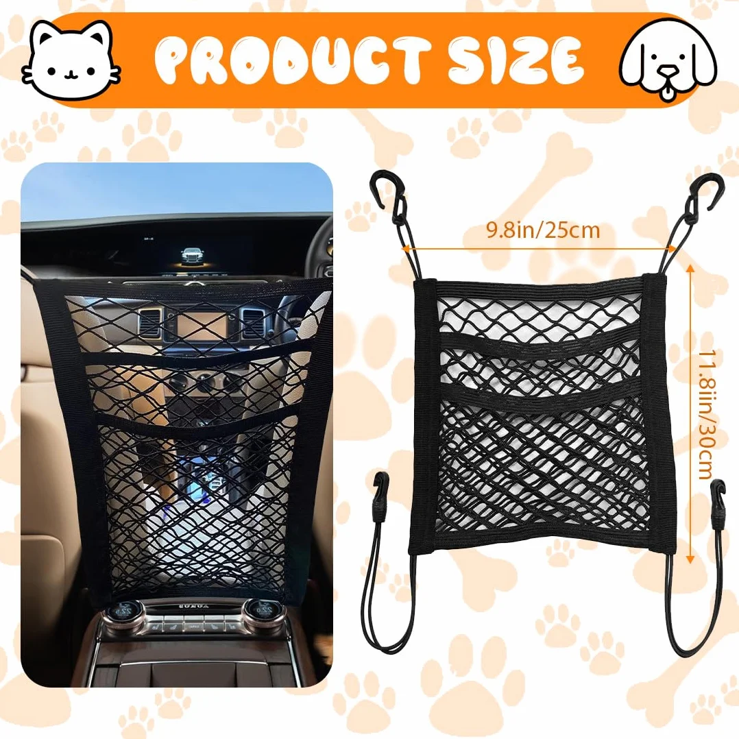 1 pcs Rete barriera per animali domestici, portaoggetti a 3 Strati per Cani Universale, Rete Barriera Divisoria Auto, divisore per cani e auto, per viaggi di sicurezza, per auto, SUV, camion