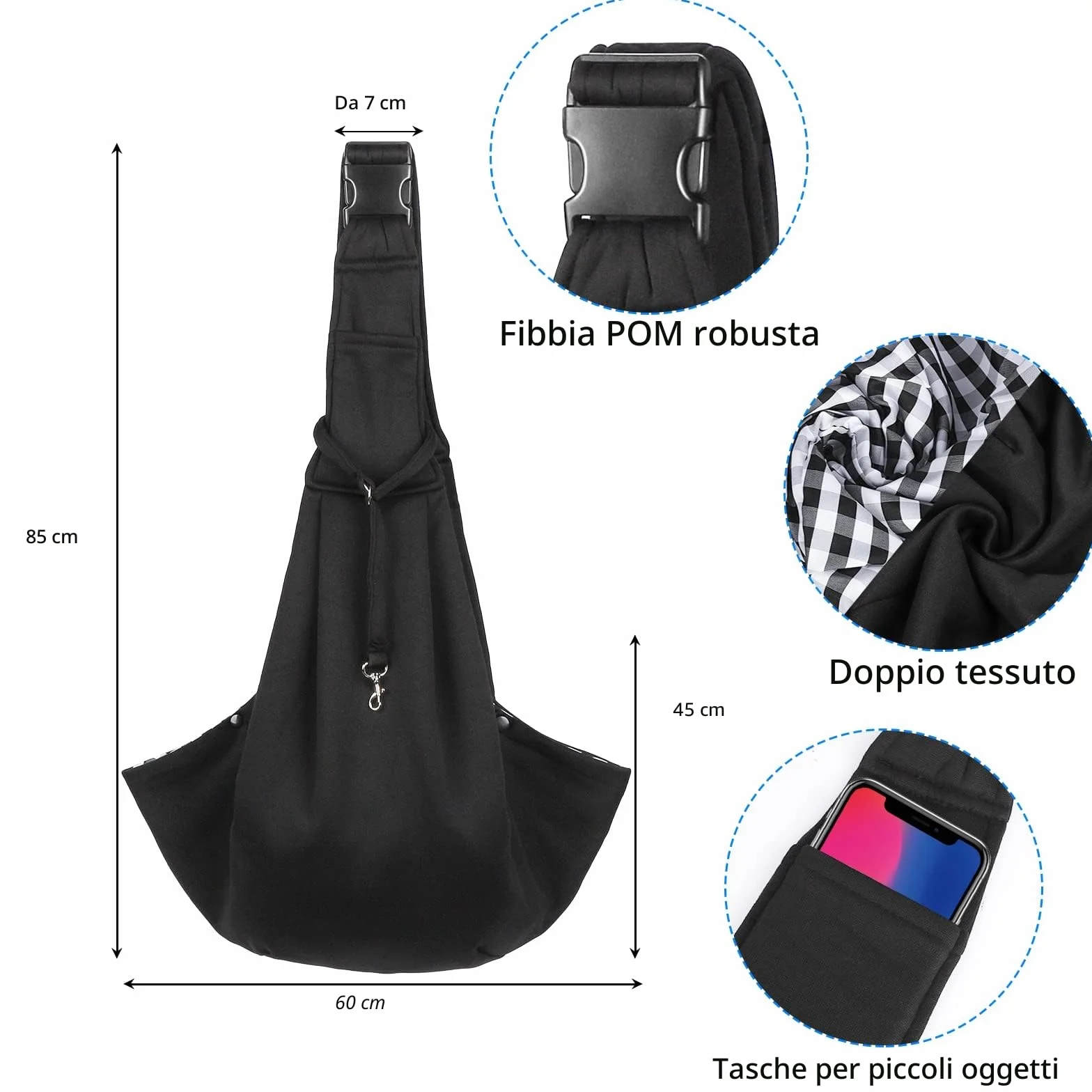 Borsa da Viaggio per Cani Piccola Trasportino Gatti Tracolla Regolabile