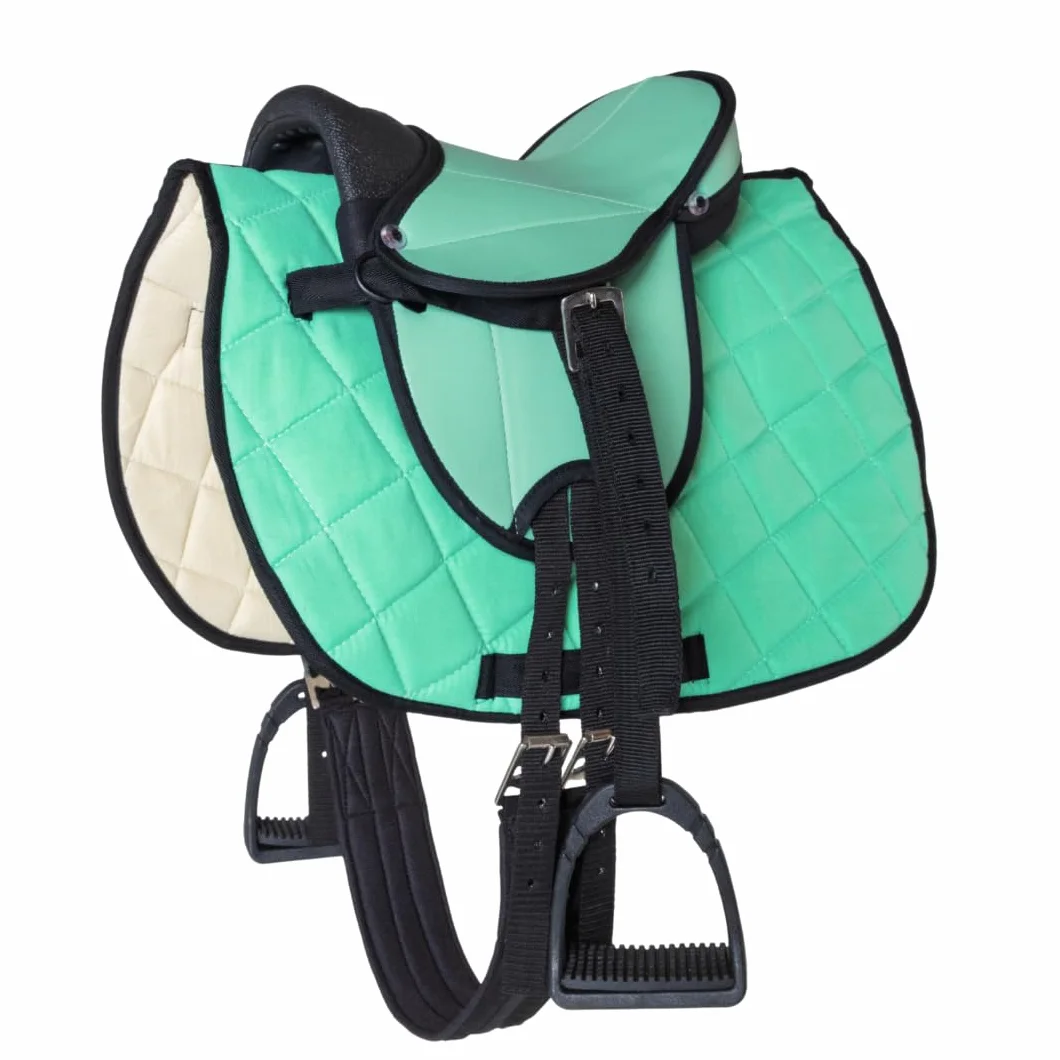 German Riding Set completo sella per shettys o cavalli in legno, sella per bambini, turchese