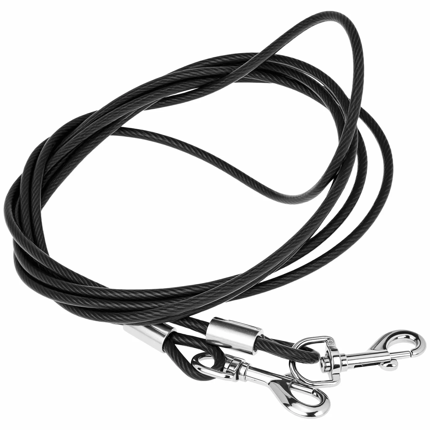 QWORK® 3m Cavo di Fissaggio per Cani in Acciaio Inossidabile con Ganci girevoli a 360°, Resistente alle Intemperie