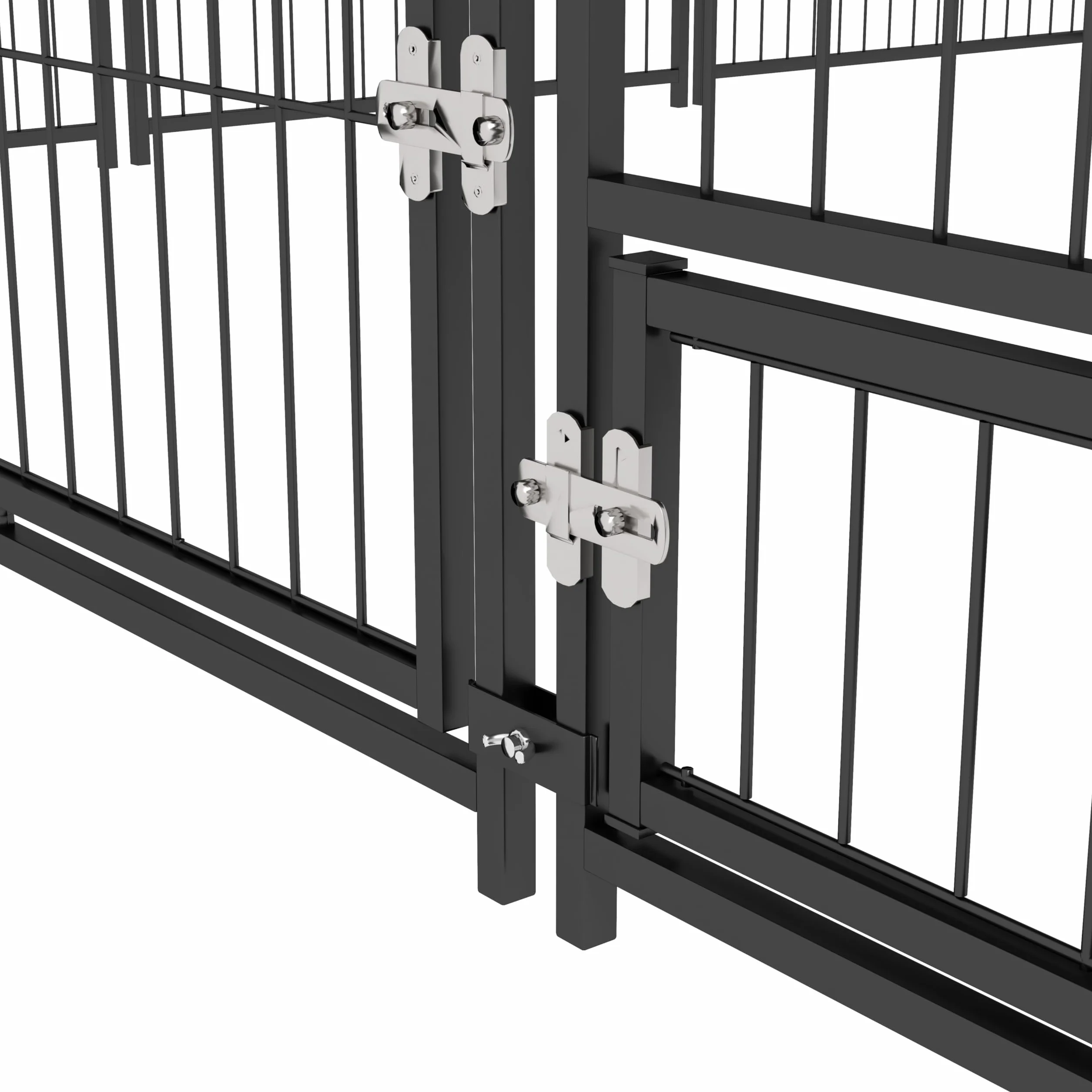 PawHut Recinto per Cani Acciaio 211x211x151 cm Tetto Anti-UV Impermeabile Ciotola Girevole Nero e Marrone