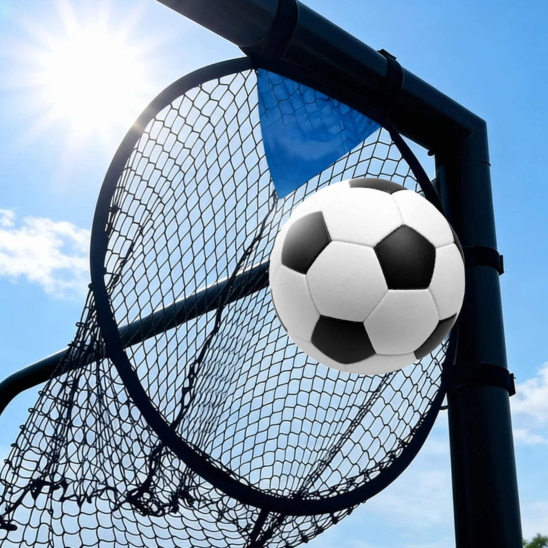 TZEKING Obiettivo da Calcio Rete, 2 Pezzi Porta da Calcio con Bersaglio Appeso, Top Bins Target per Allenamento di Precisione Tiro, Rete Calcio Pieghevole con Cinturini Regolabili per Bambini e Adulti