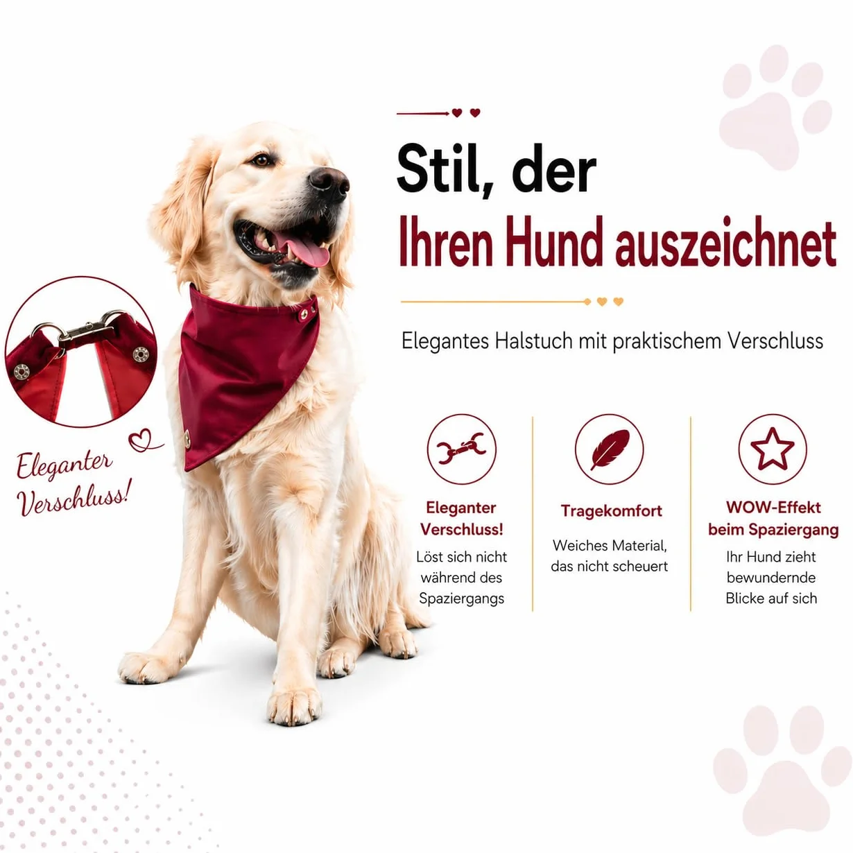 Bandana per cani con chiusura in metallo collare regolabile in morbido velluto Ciliegia L