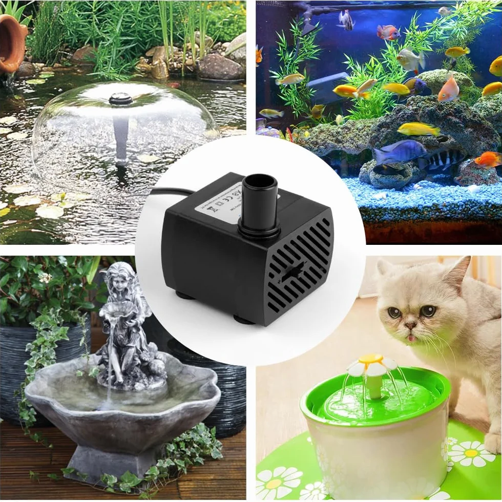 flintronic Mini Pompa Acqua Sommergibile 5W 350L/H per Acquario Fontane
