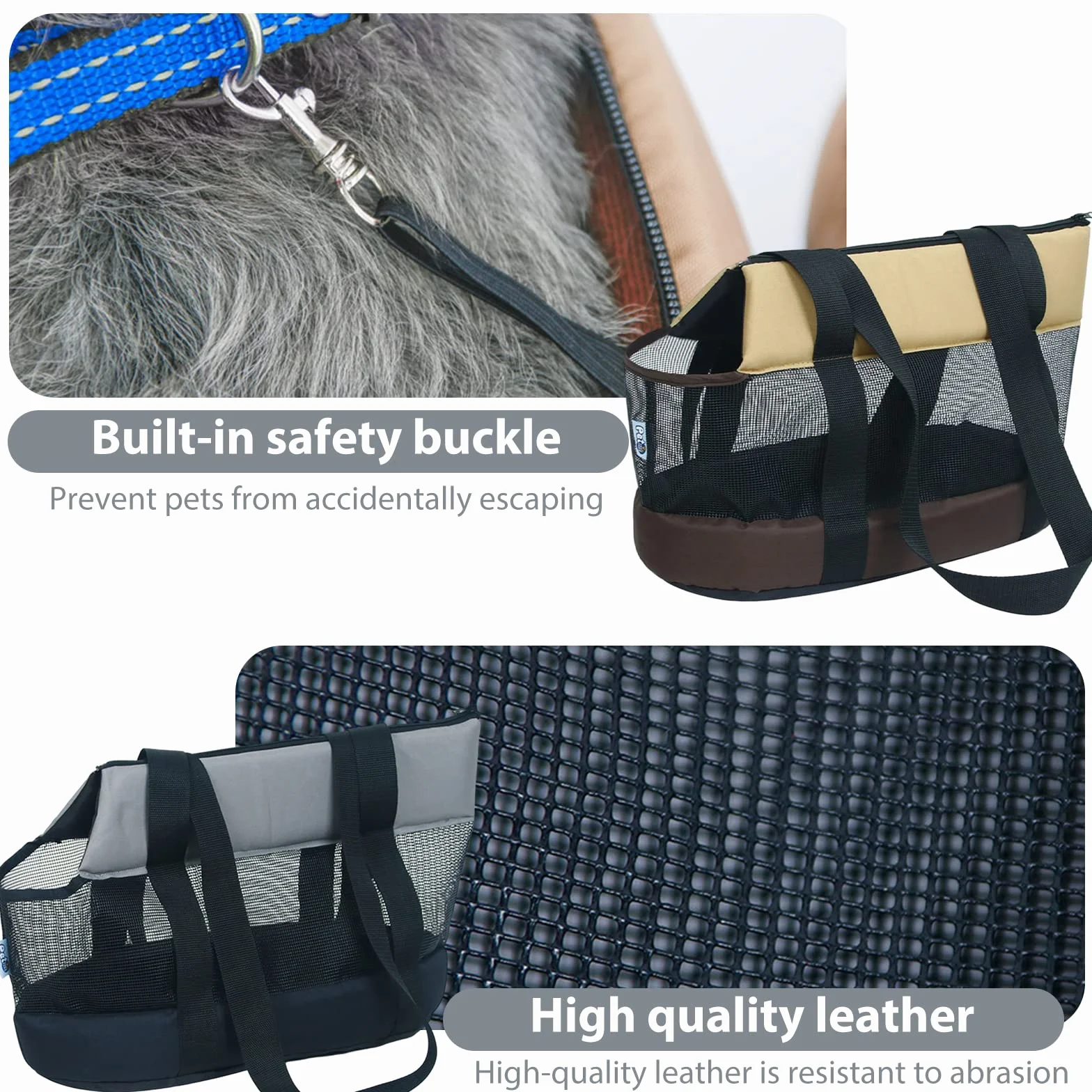 PETCUTE Borsa da Trasporto per Cani e Gatti,Traspirante Borsa da Viaggio per Animali Domestici con Tracolla,Cinghia di Sicurezza Interna,Borsa a Tracolla per Animali Domestici con Pad Rimovibile