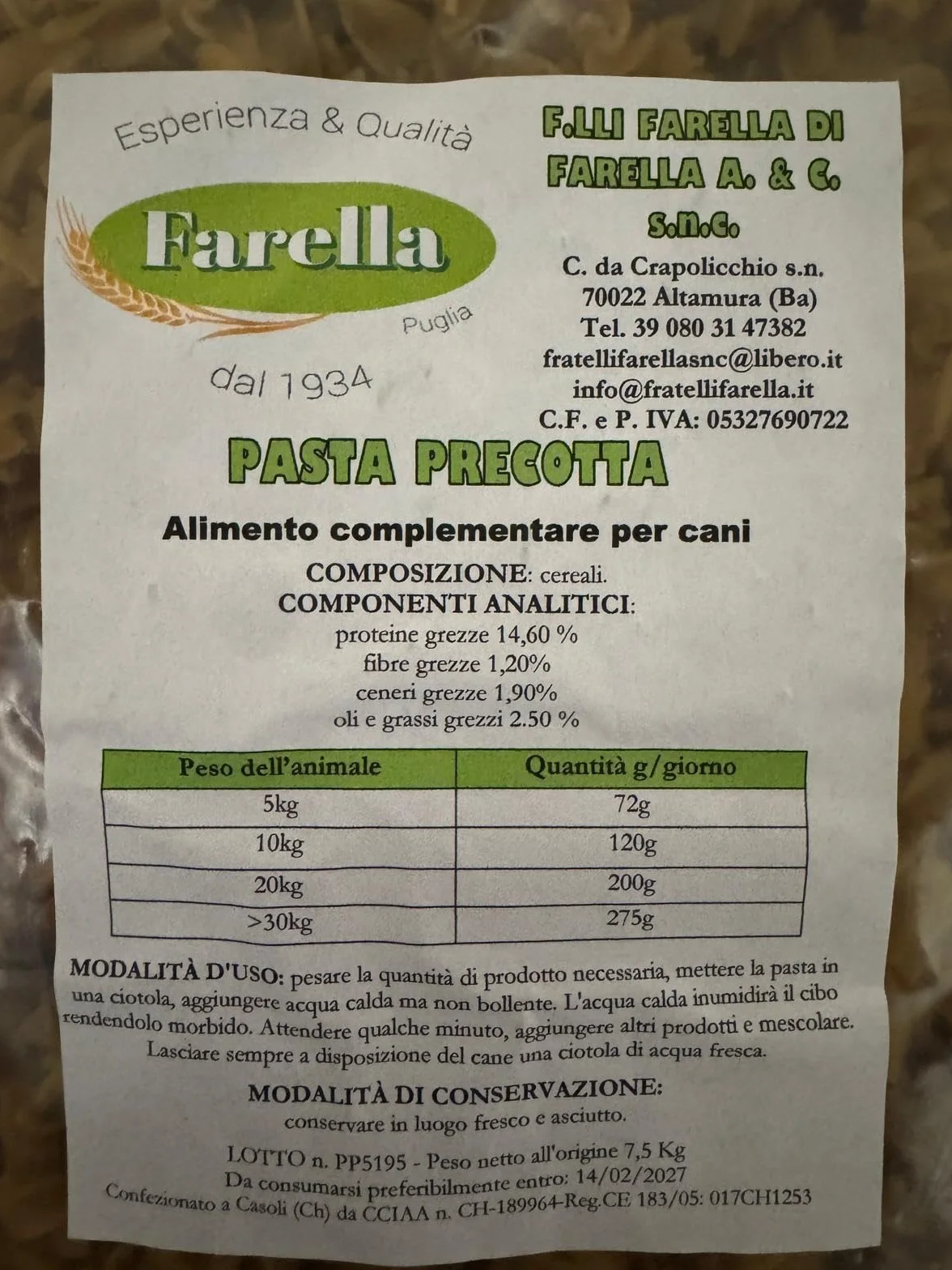 Pasta precotta con ortaggi