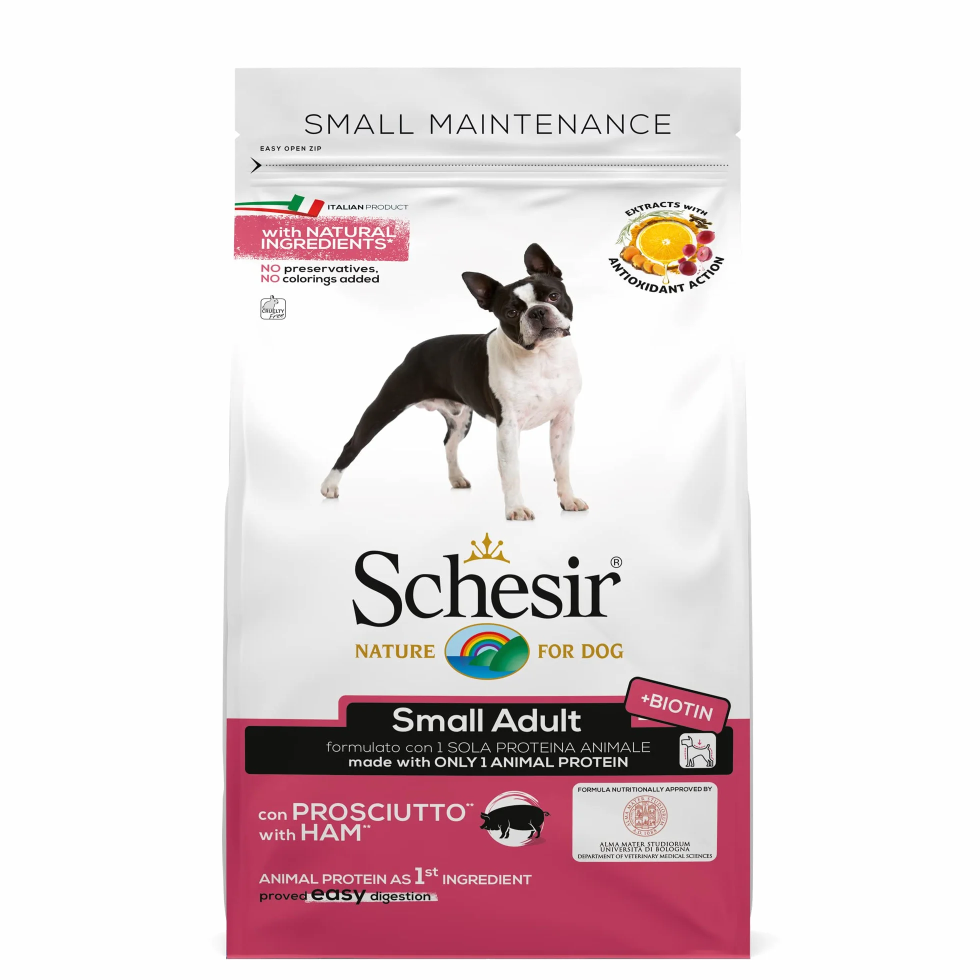 Schesir, Small Adult, Cibo Secco per Cani di Piccola Taglia, Completo e Bilanciato, con Prosciutto, con Vitamine Aggiunte, Cruelty-Free, 2Kg
